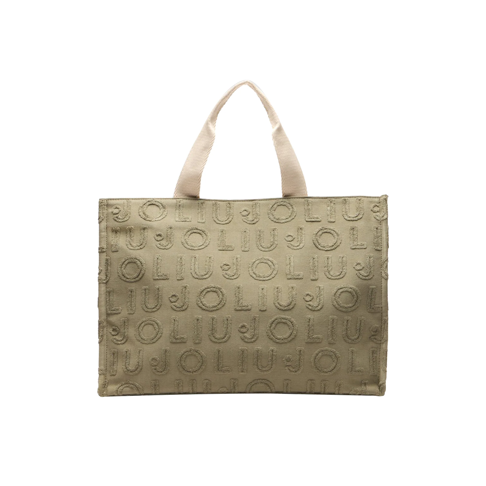 Borsa Donna tote logo jacquard Verde militare