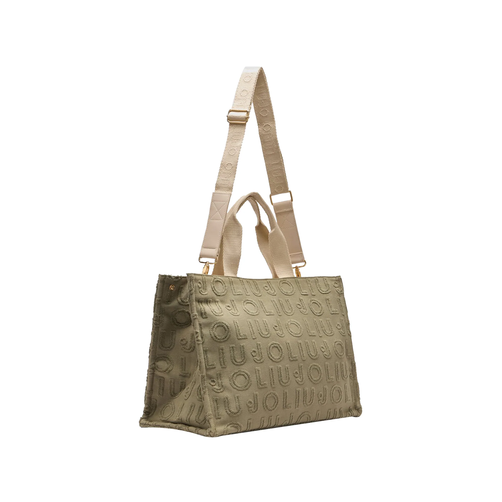 Borsa Donna tote logo jacquard Verde militare - Image 2