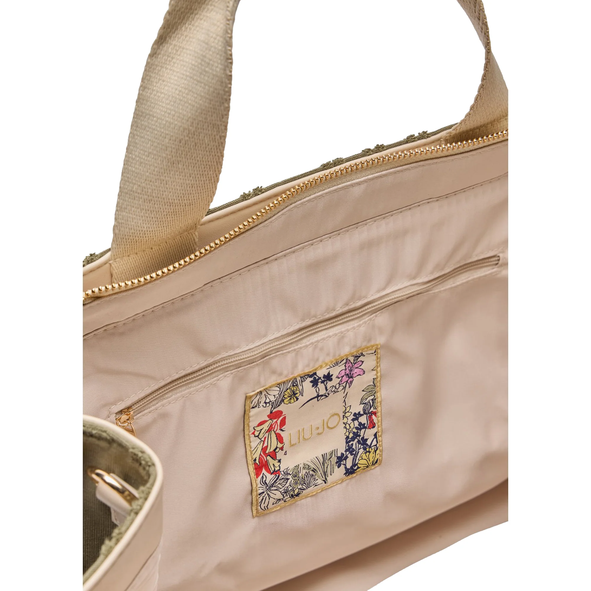 Borsa Donna tote logo jacquard Verde militare - Image 3
