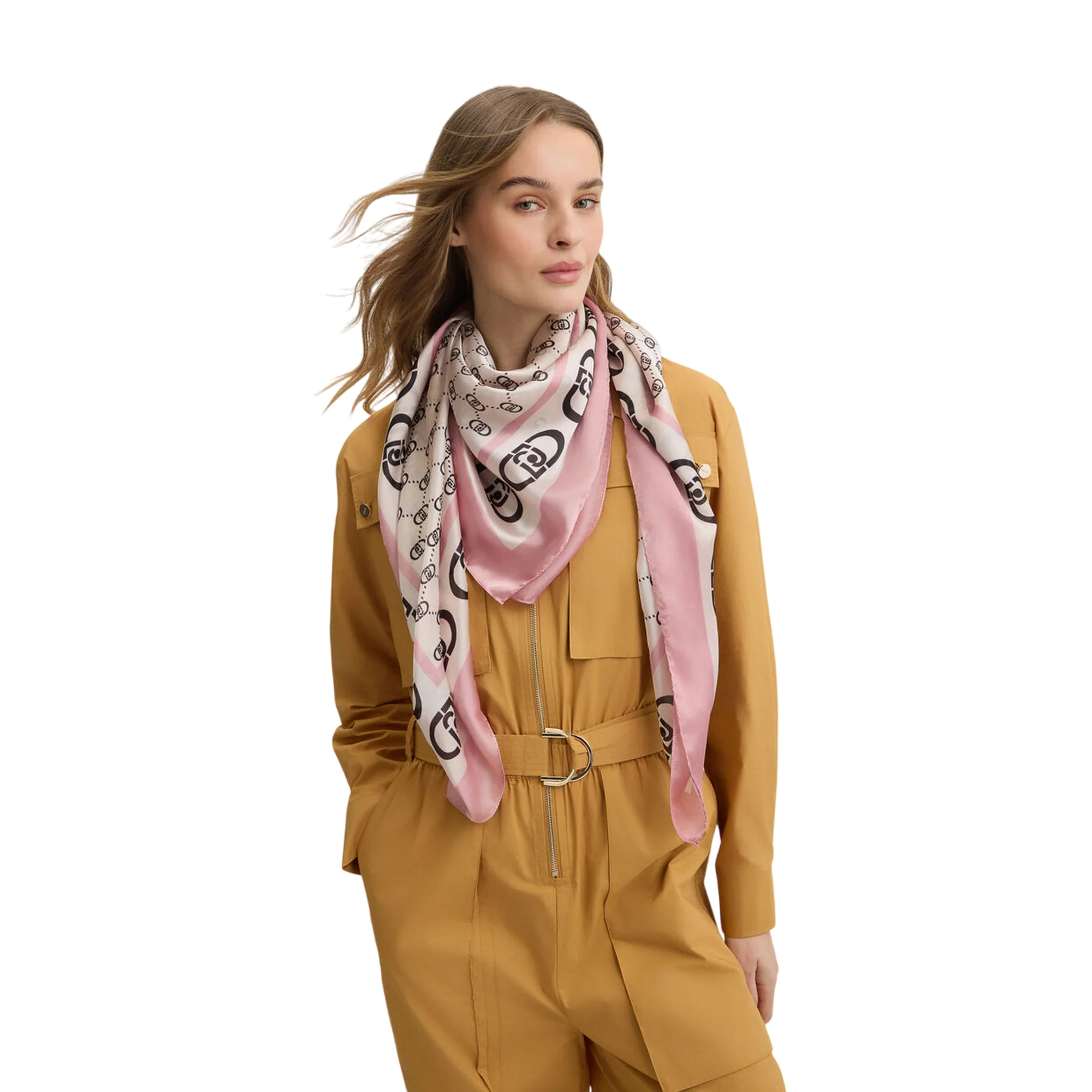 Foulard Donna rosa con logo monogram - Image 3