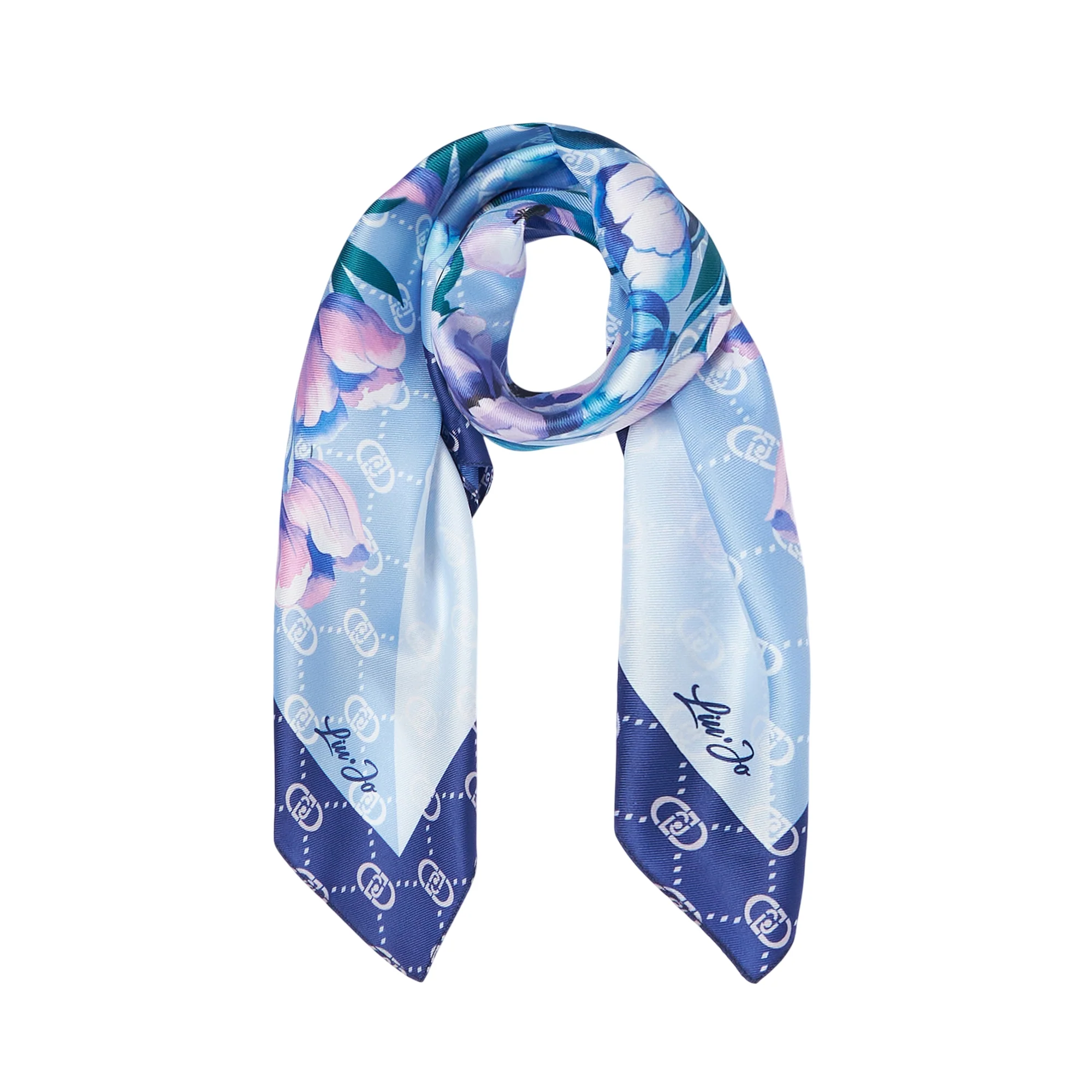 Foulard Donna Celeste con angolo floreale - Image 2