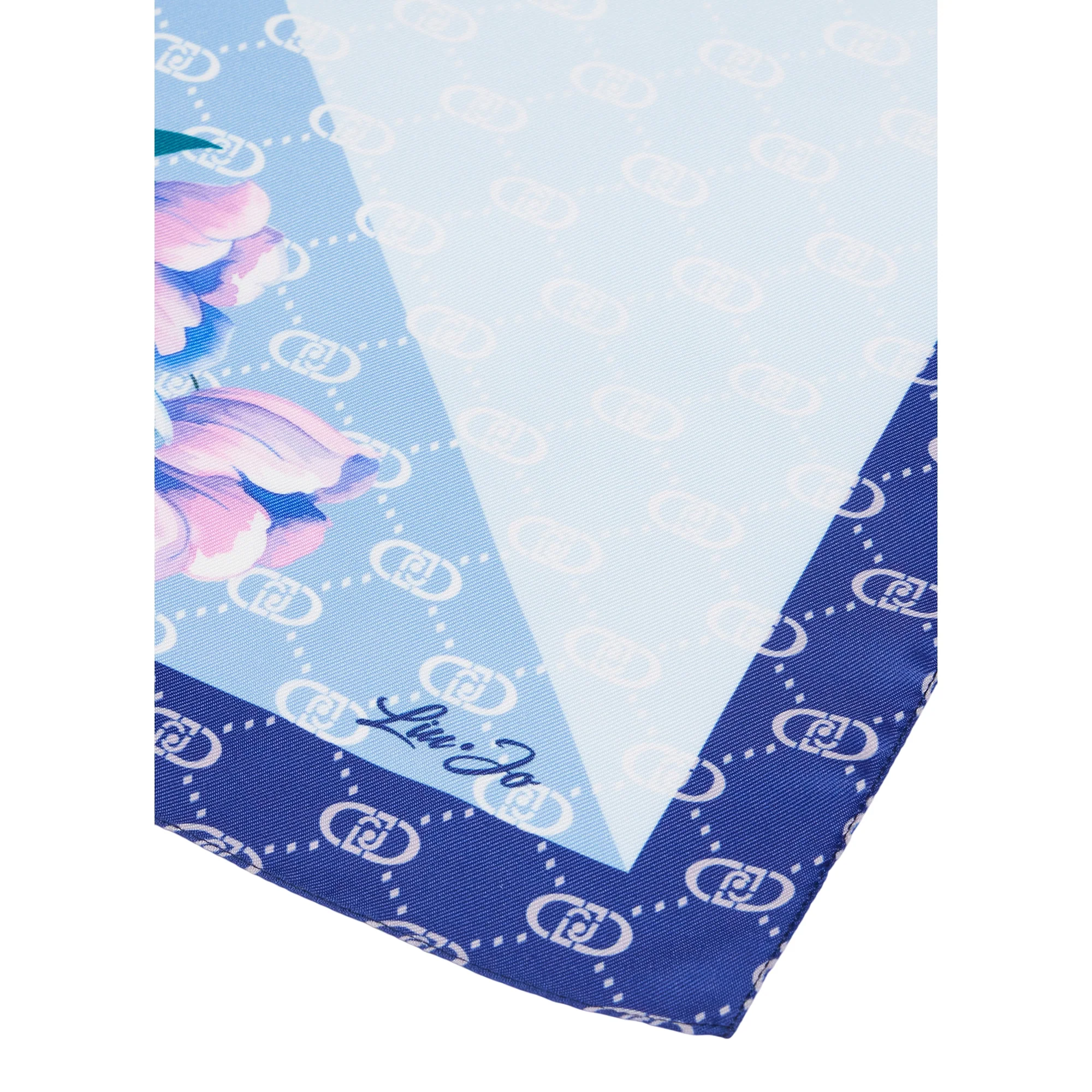 Foulard Donna Celeste con angolo floreale - Image 3