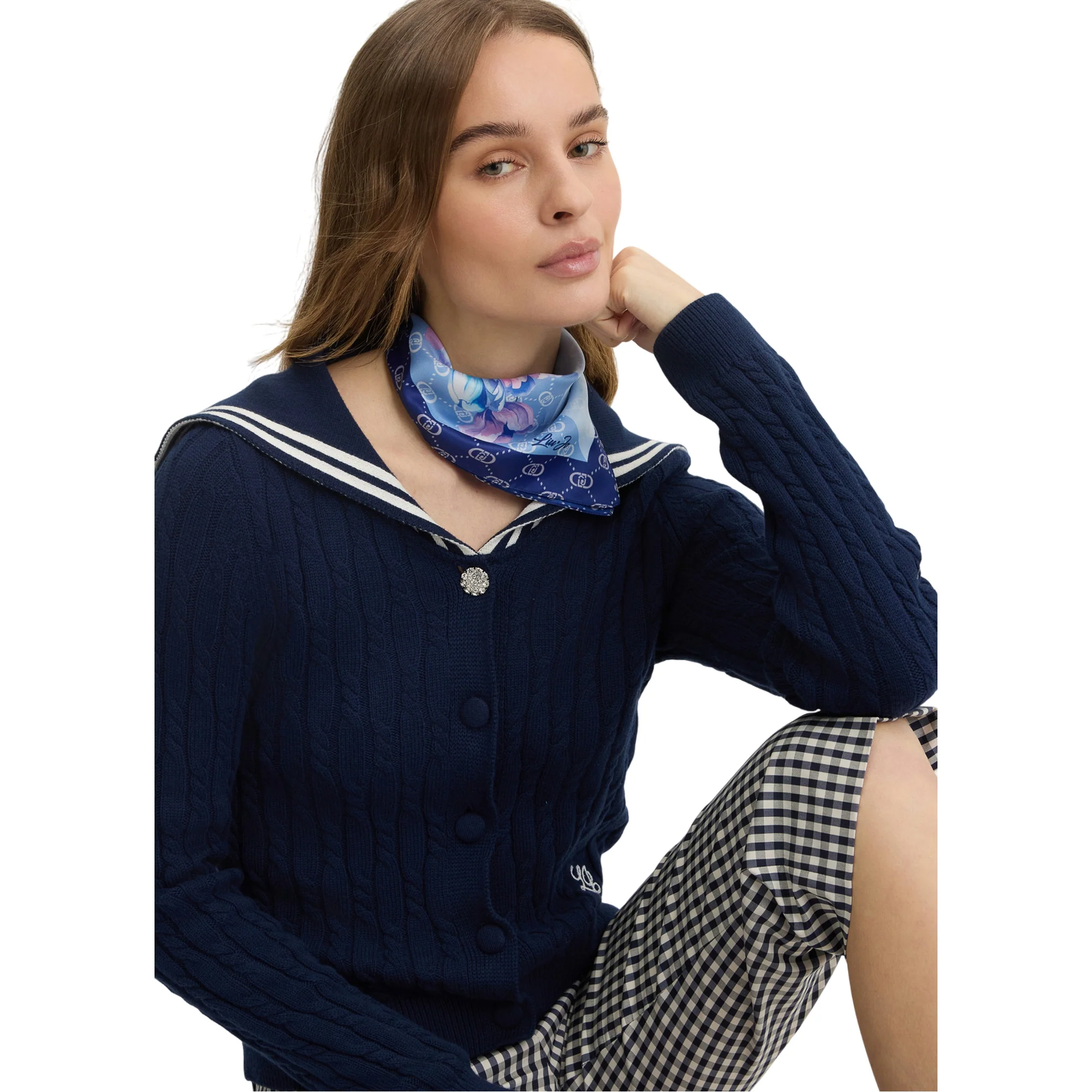 Foulard Donna Celeste con angolo floreale - Image 4