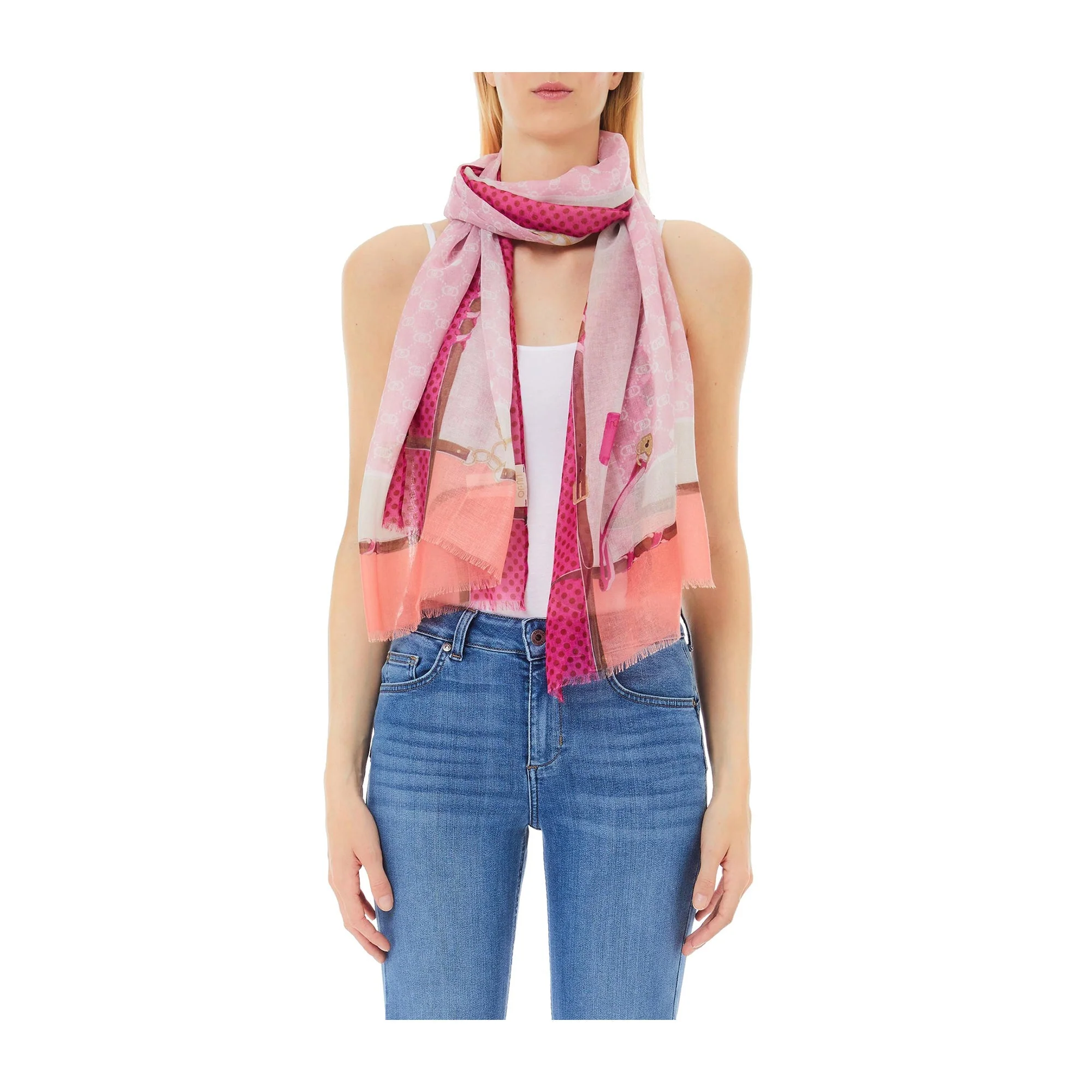 Pashmina Donna Rosa con motivo logo - Image 2