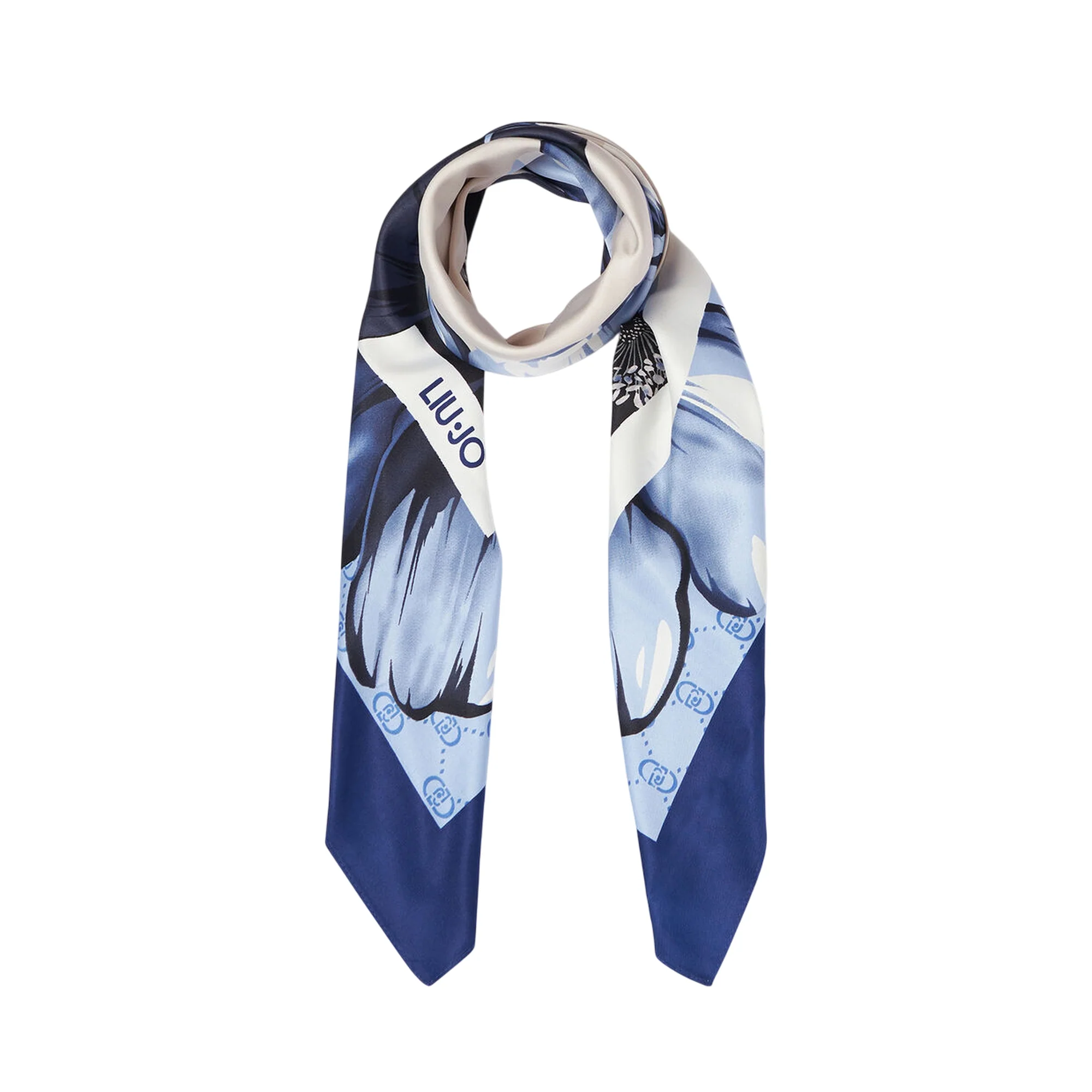 Foulard Donna in tessuto blu a fiori - Image 2