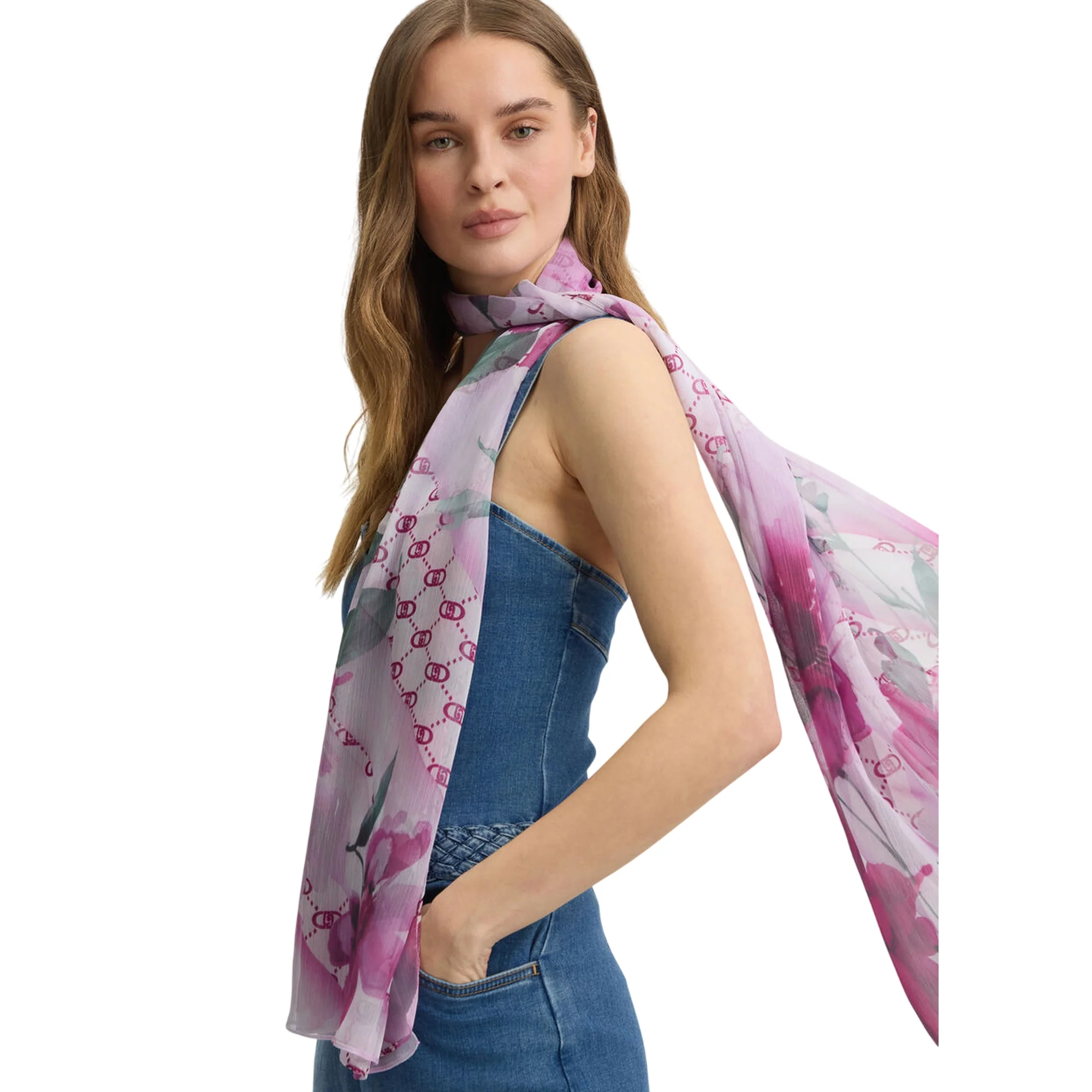 Stola Donna con stampa floreale viola - Image 3