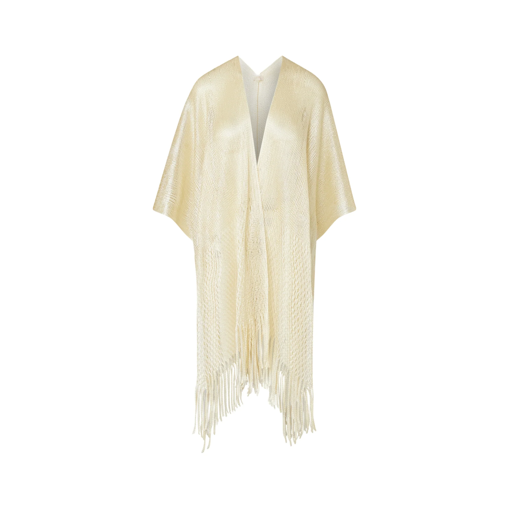 LIU JO Poncho in rete con frange in oro chiaro