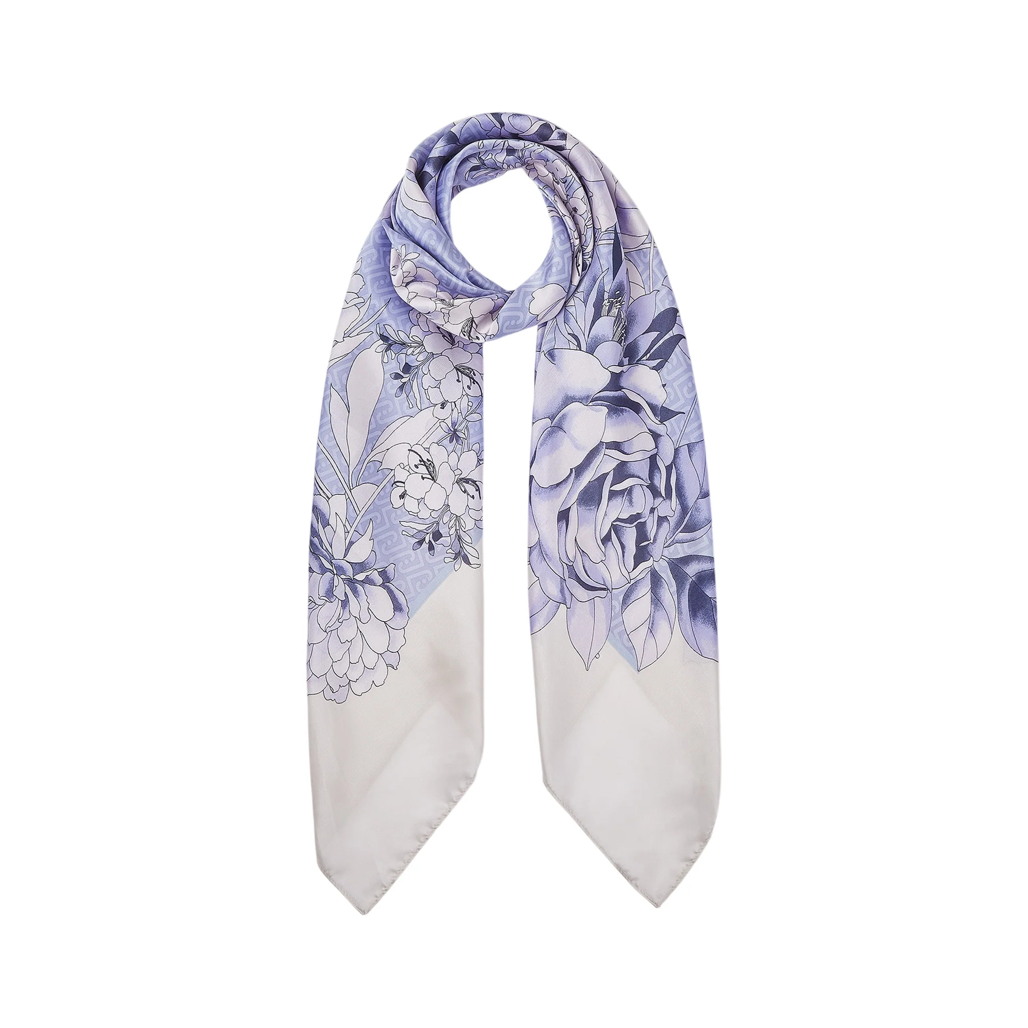 Foulard grande in tessuto a fiori azzurro - Image 3