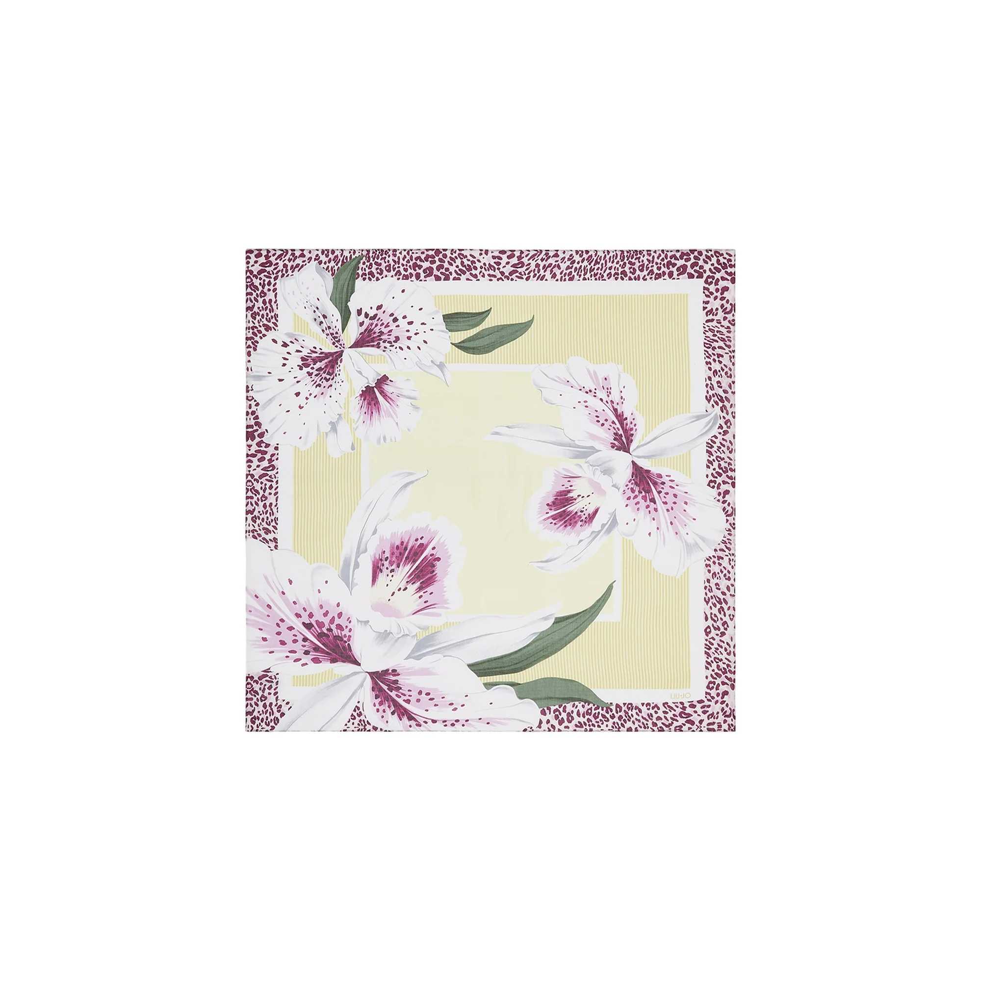 Foulard Donna con orchidea su sfondo rigato - Image 2