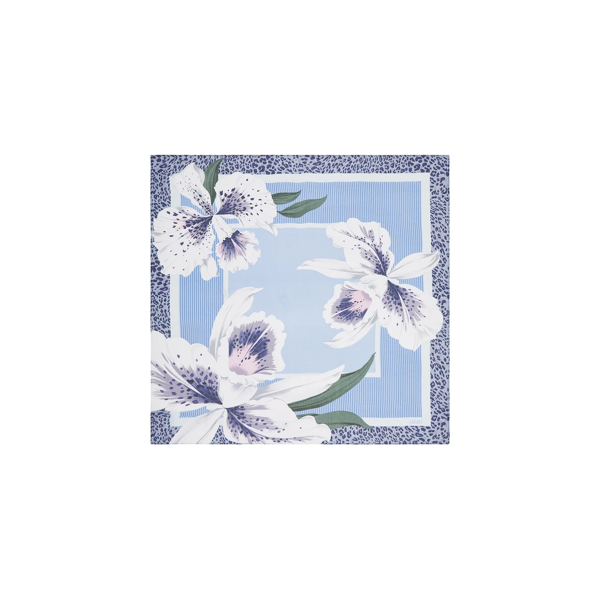 Foulard Donna con bordi animalier Blu - Image 2