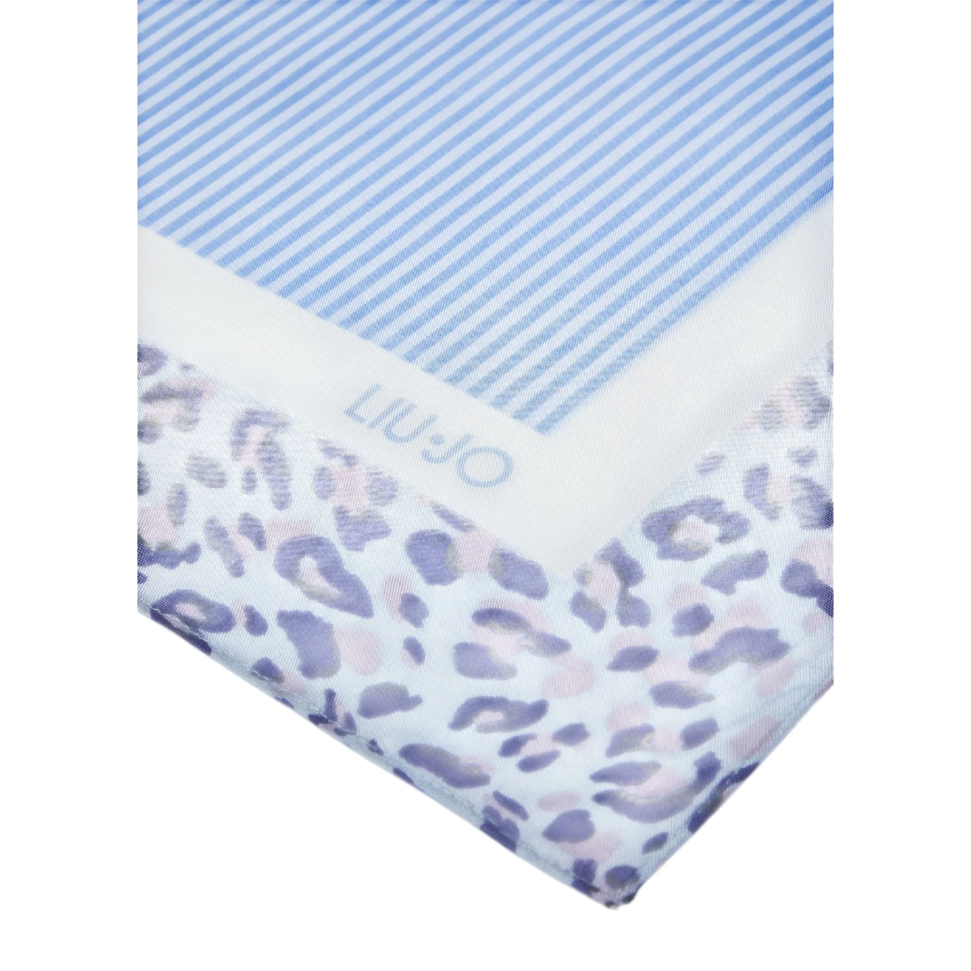 Foulard Donna con bordi animalier Blu - Image 3