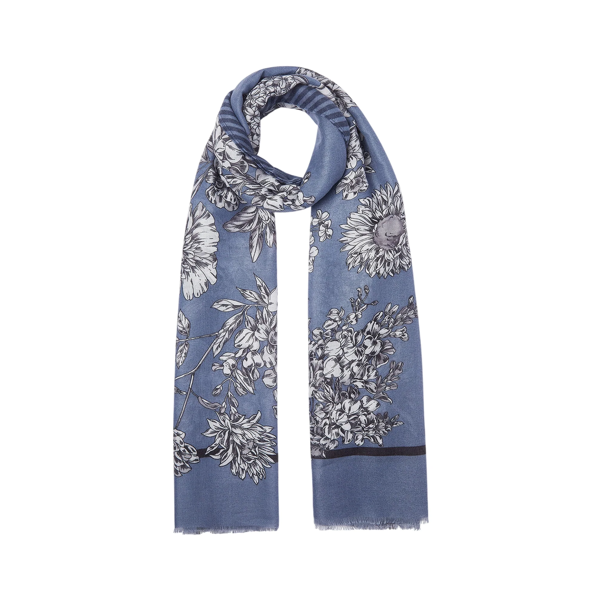 Stola Donna con fiori stampati Blu