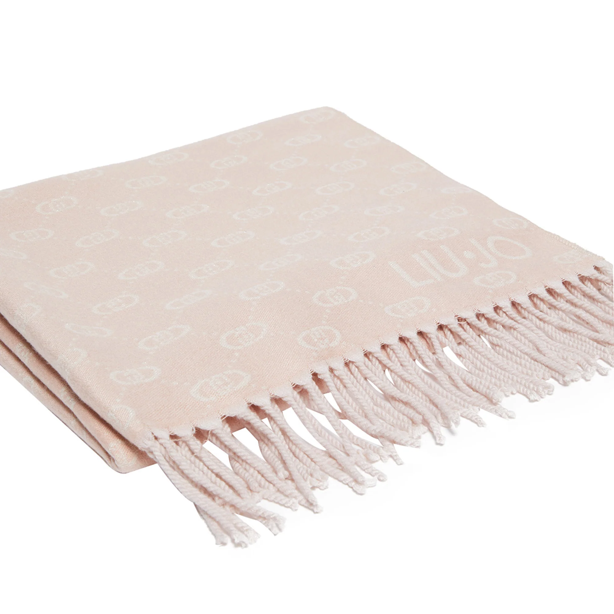 Stola Donna con logo lurex jacquard rosa - Image 3