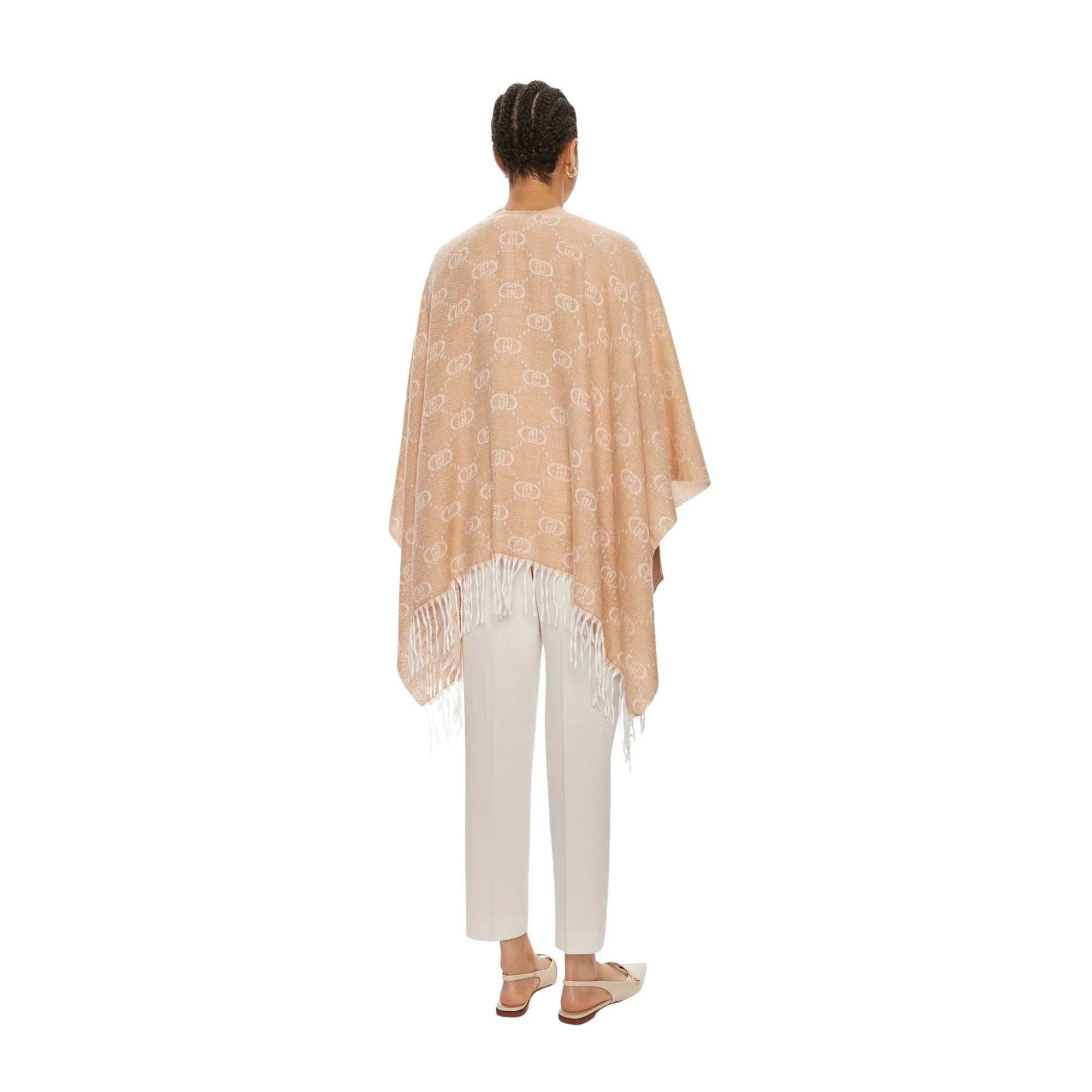 Poncho Donna con logo monogram Cammello - Image 2
