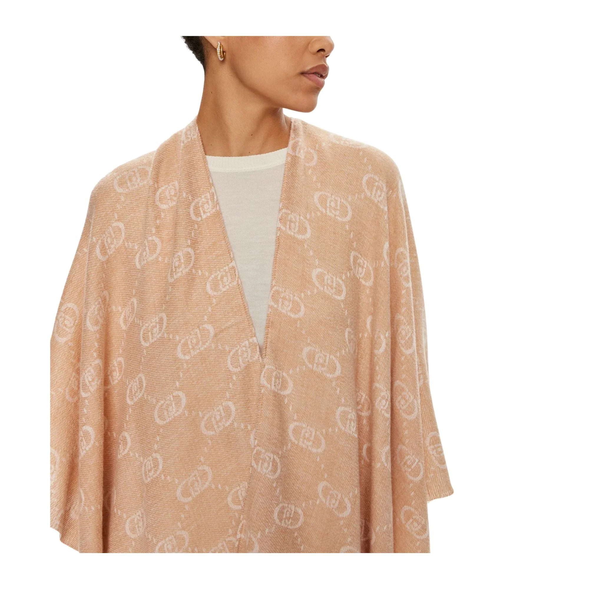 Poncho Donna con logo monogram Cammello - Image 3
