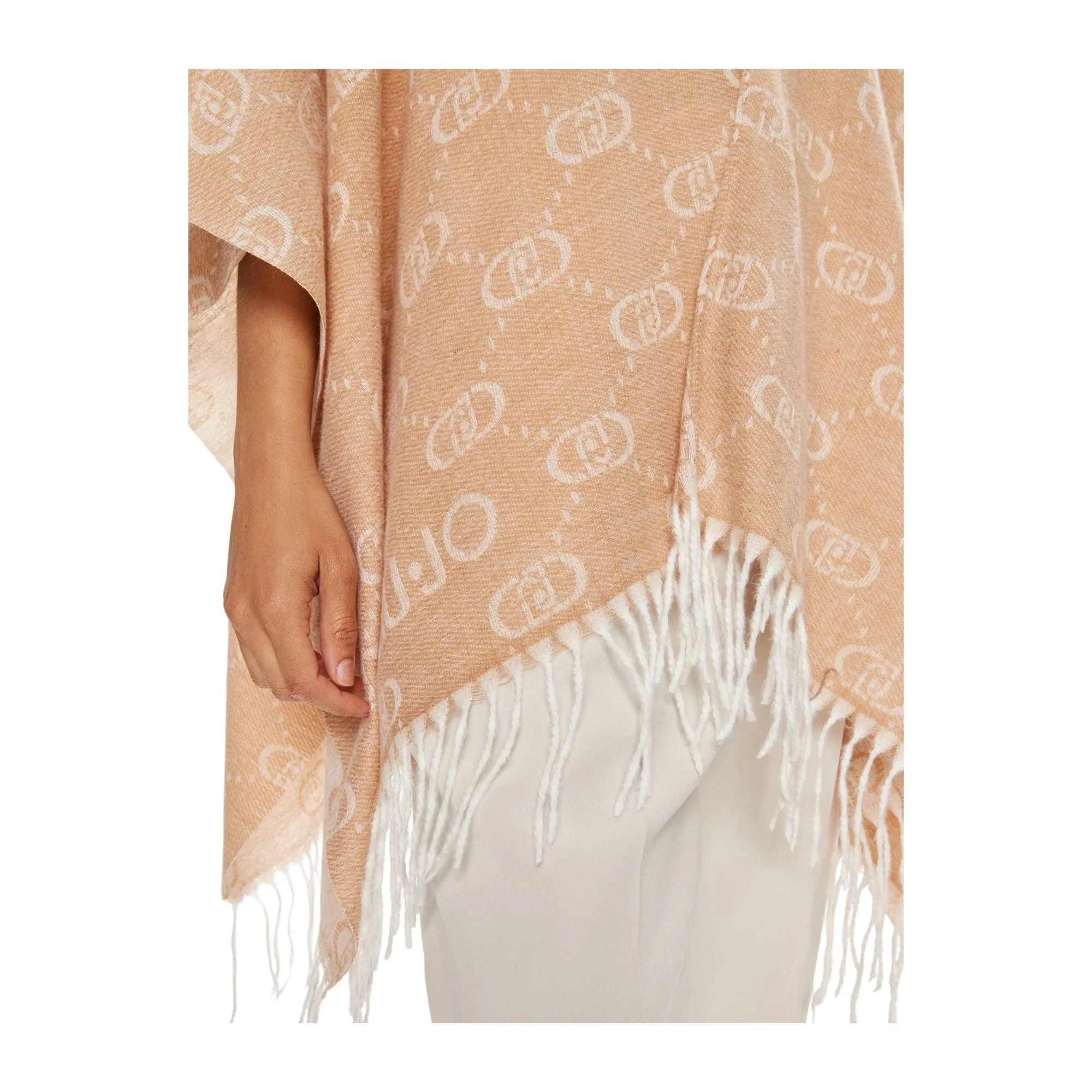 Poncho Donna con logo monogram Cammello - Image 4