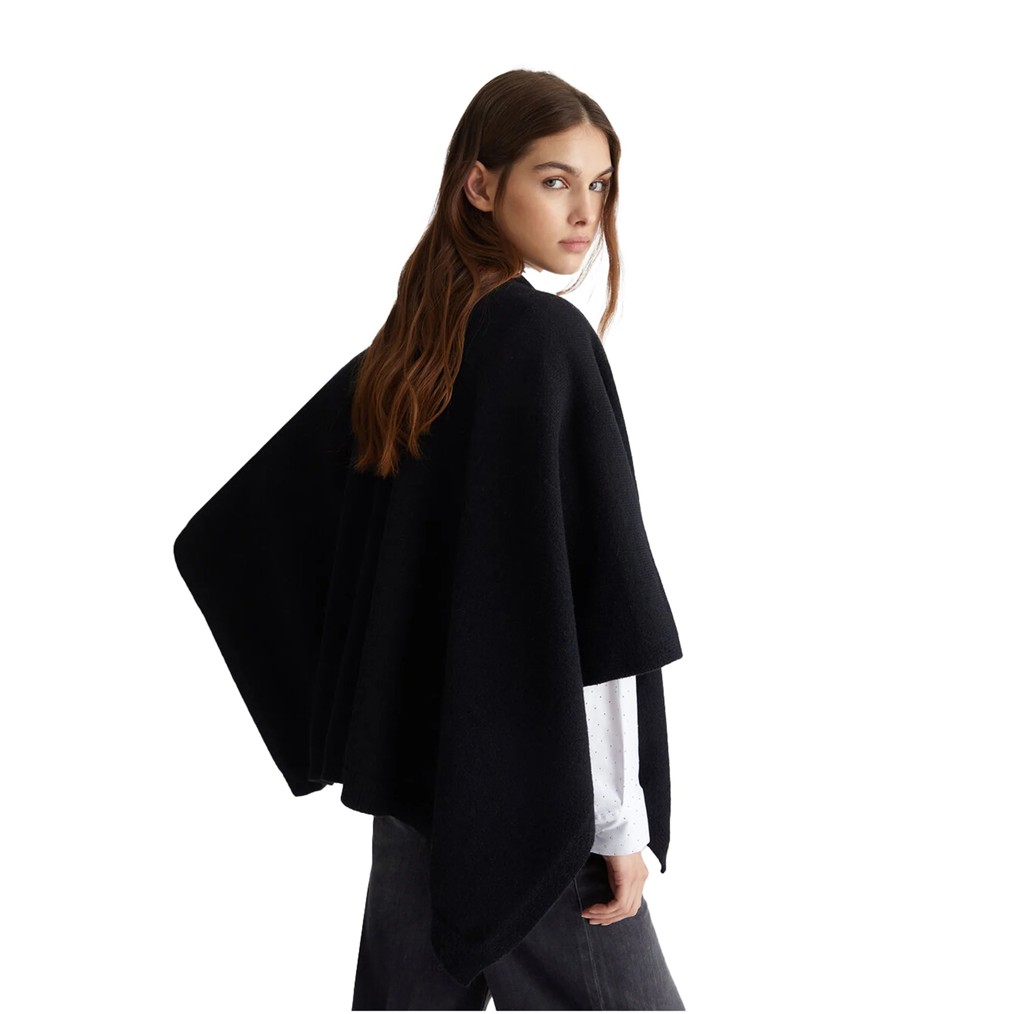Poncho Donna in maglia Nero - Image 3