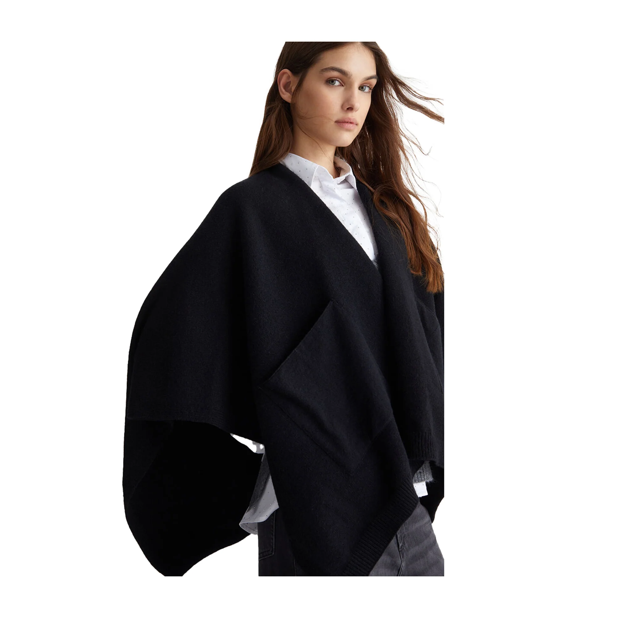 Poncho Donna in maglia Nero - Image 5