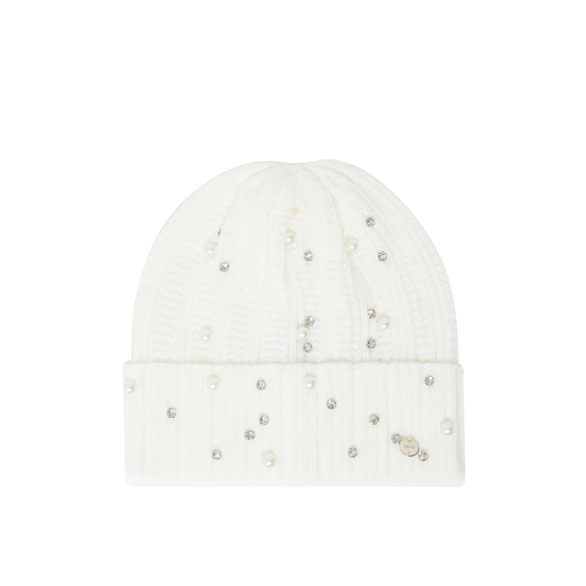 Berretto con strass Bianco