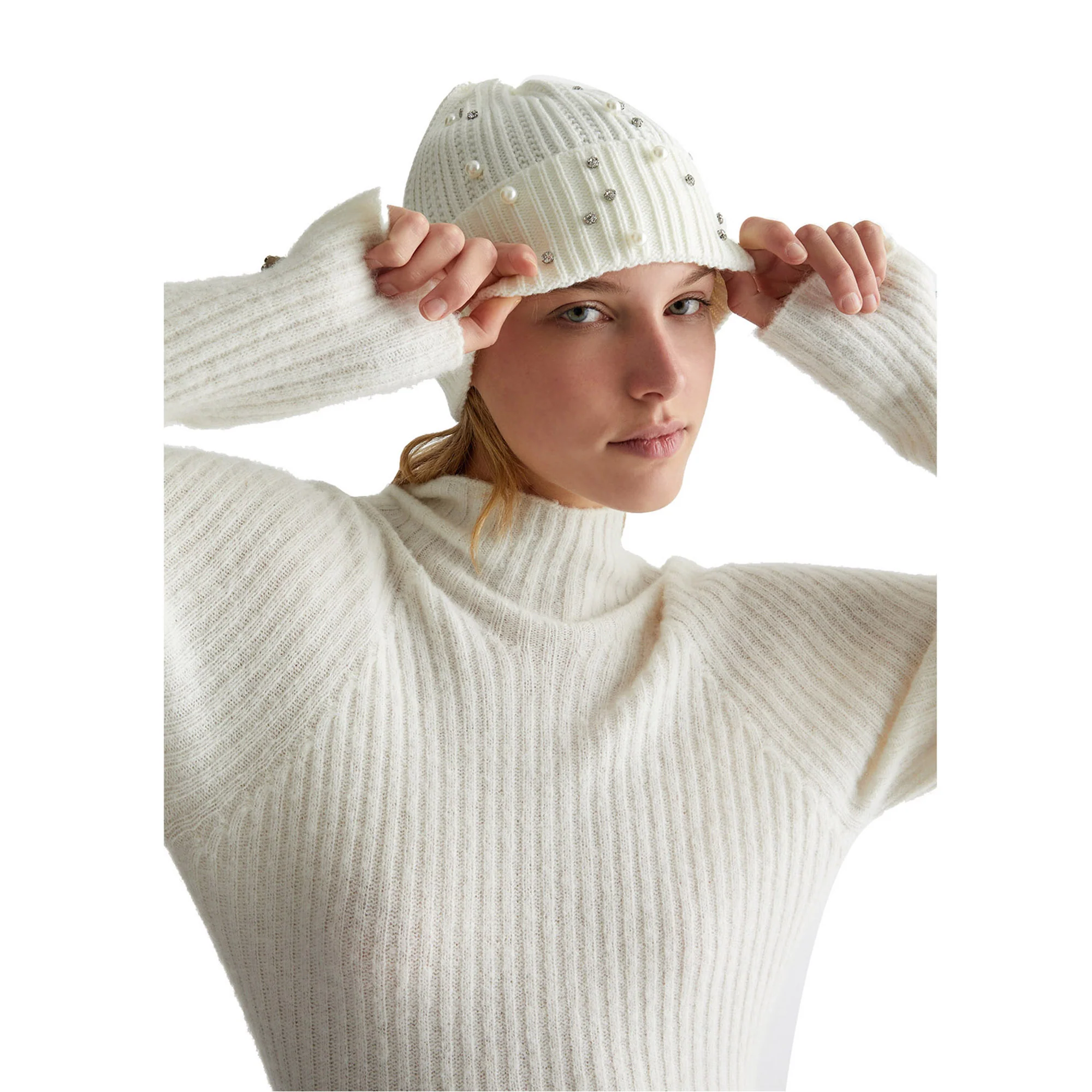 Berretto con strass Bianco - Image 4