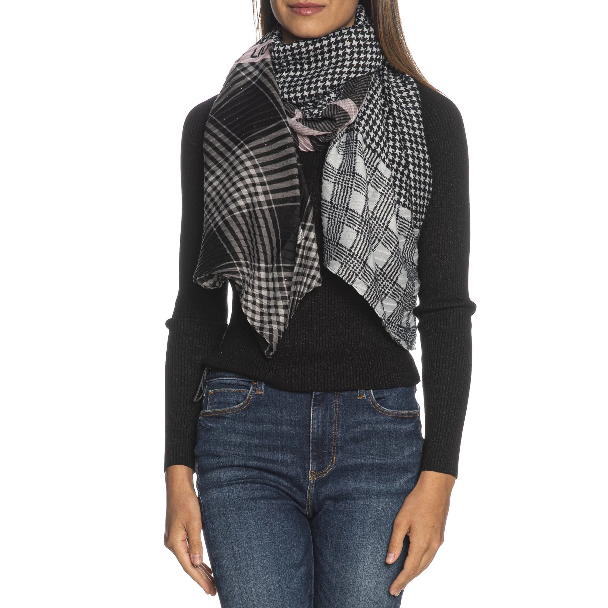 Sciarpa Donna Geometric Bianco e Nero
