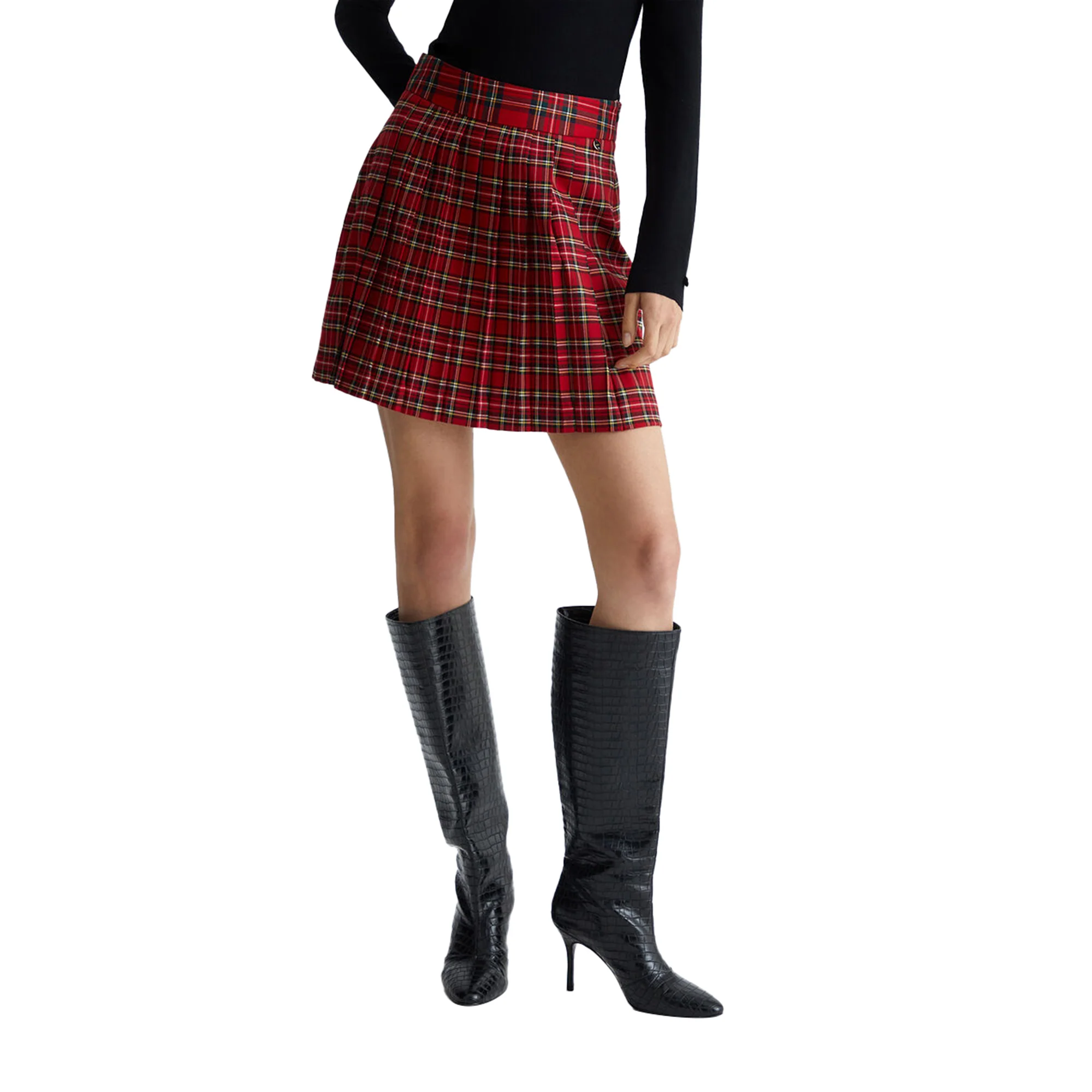 Minigonna Donna a pieghe in tartan Rosso - Image 2