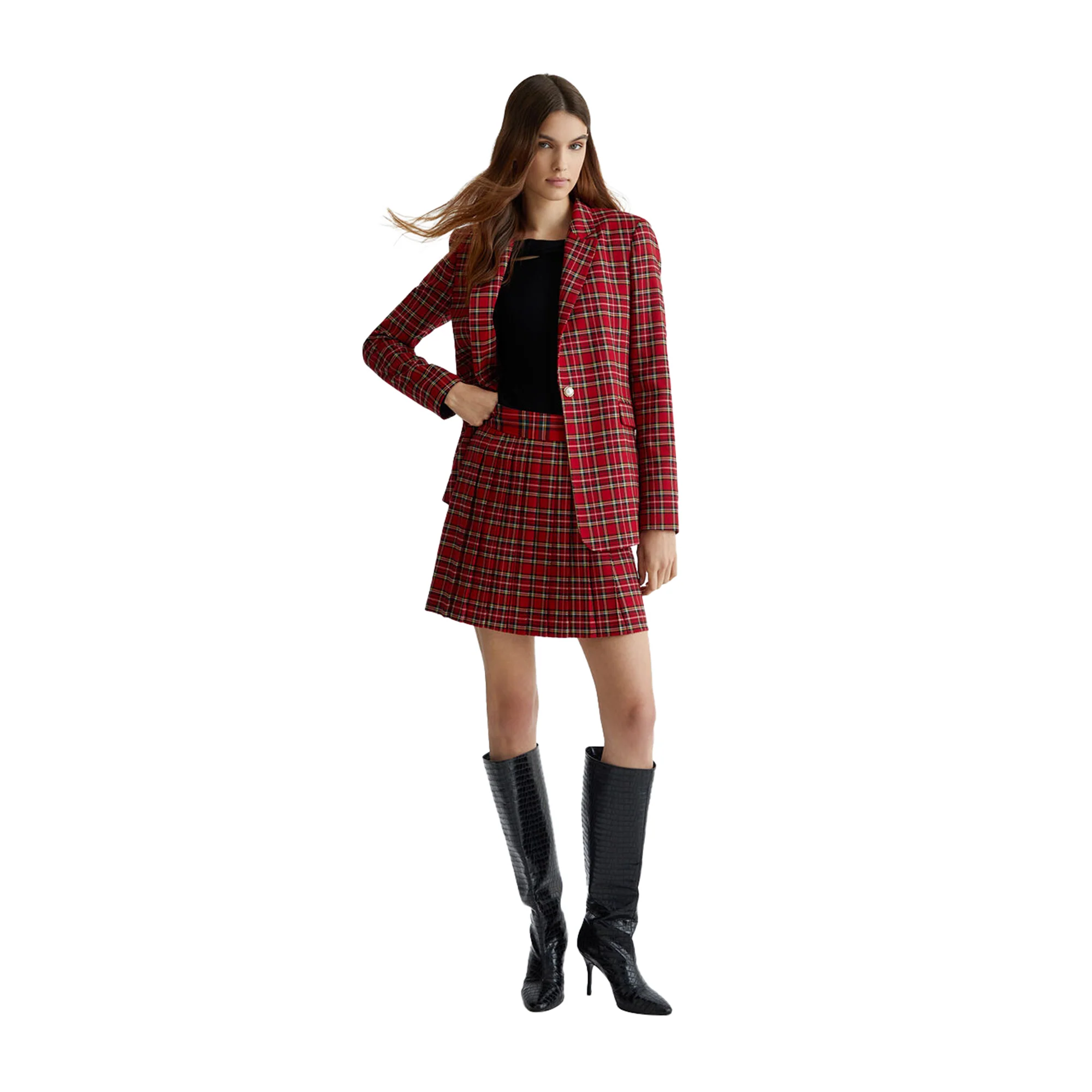 Minigonna Donna a pieghe in tartan Rosso - Image 7