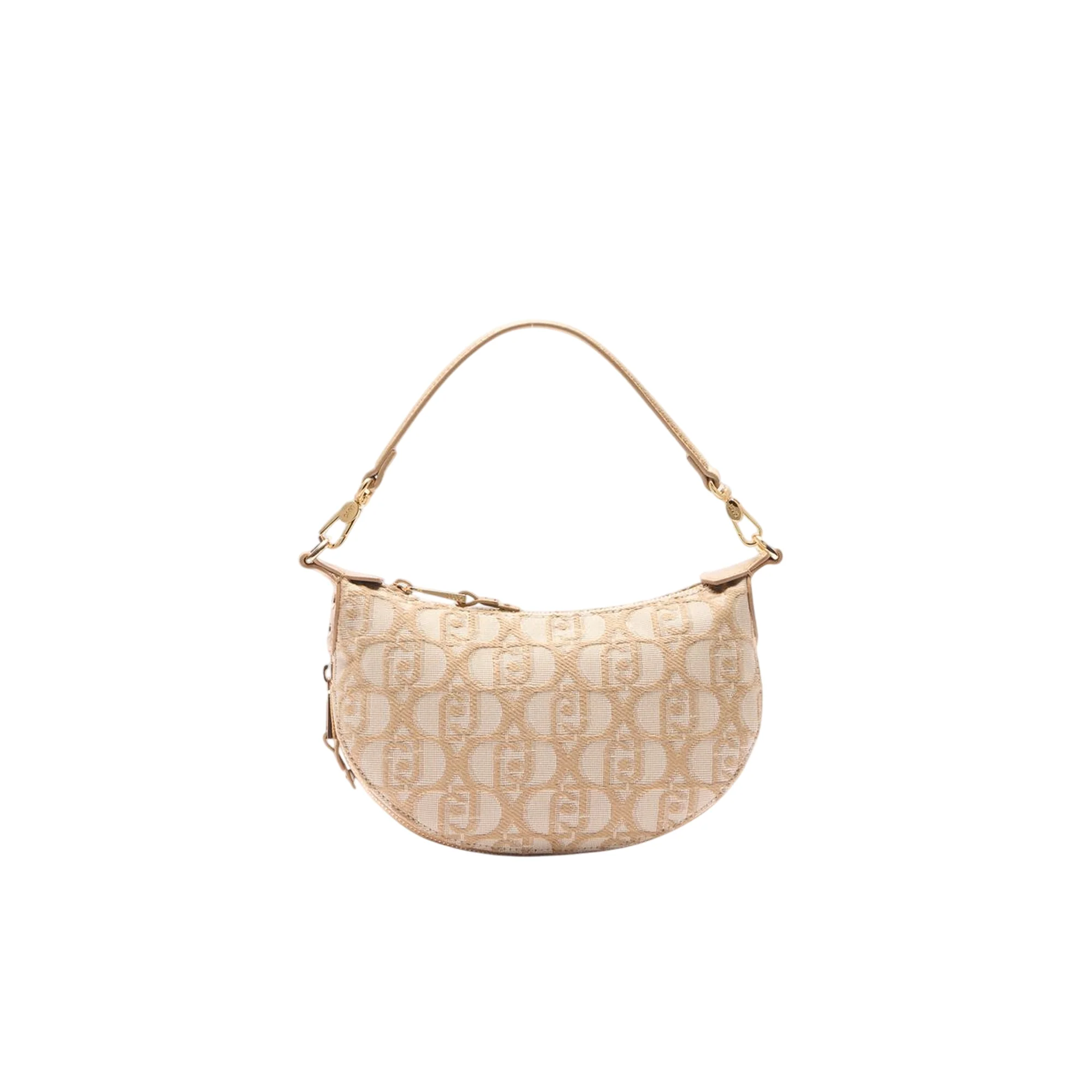 Borsa piccola jacquard da donna con logo all over Beige
