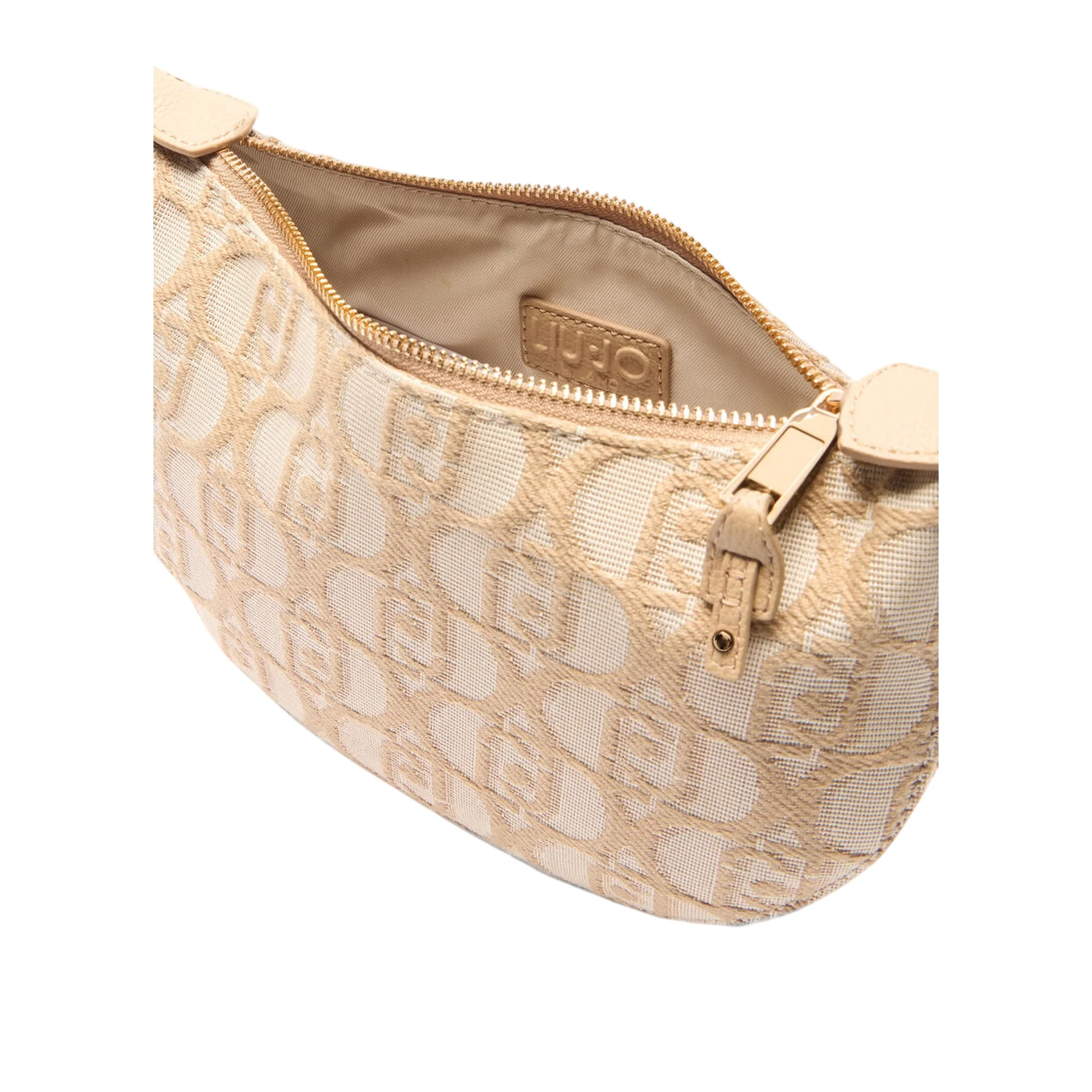 Borsa piccola jacquard da donna con logo all over Beige - Image 3