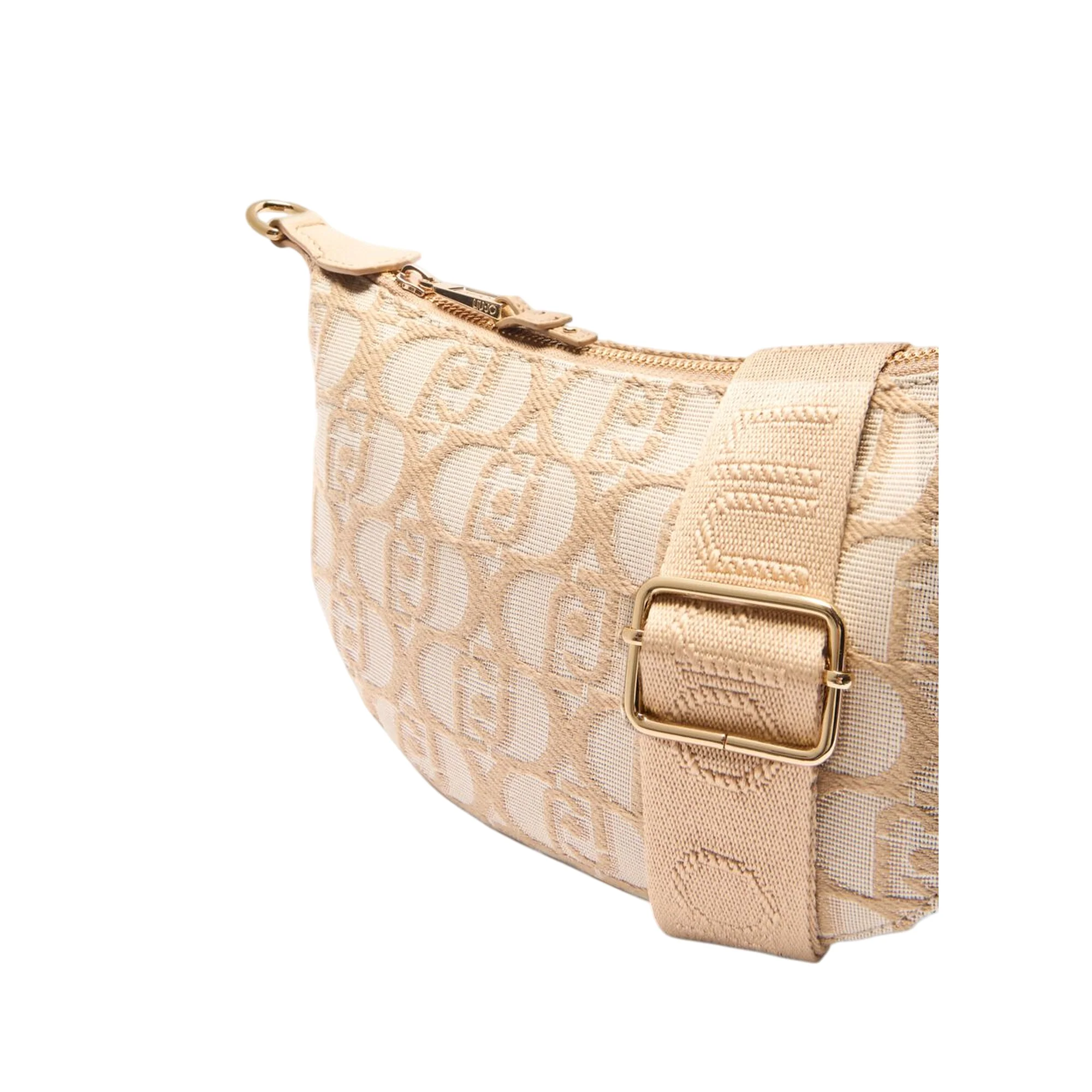 Borsa piccola jacquard da donna con logo all over Beige - Image 4