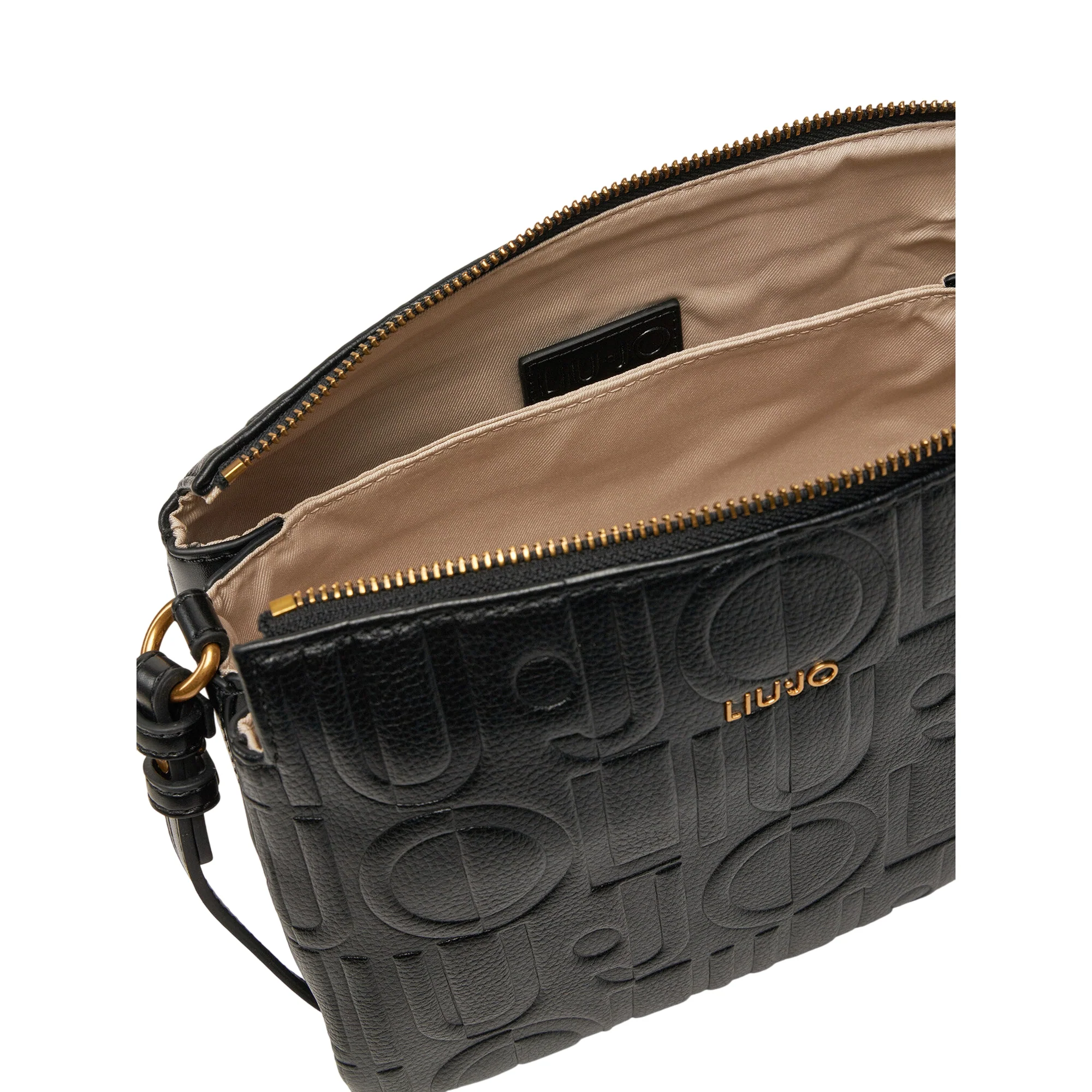 Borsa a tracolla piccola nera effetto bottalato - Image 2
