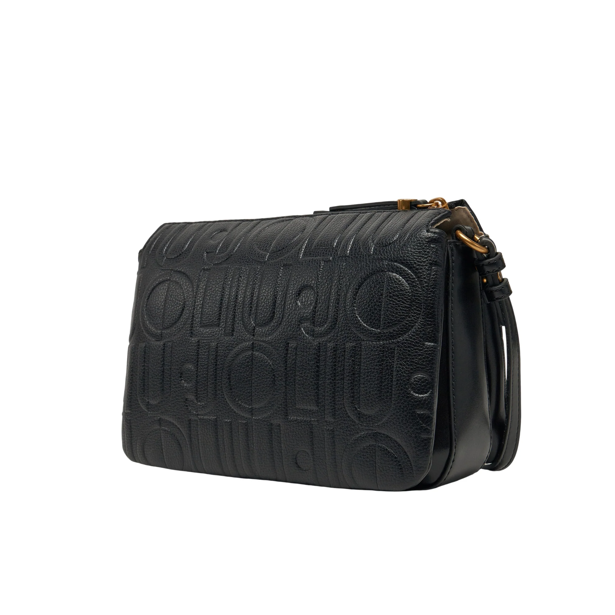 Borsa a tracolla piccola nera effetto bottalato - Image 3