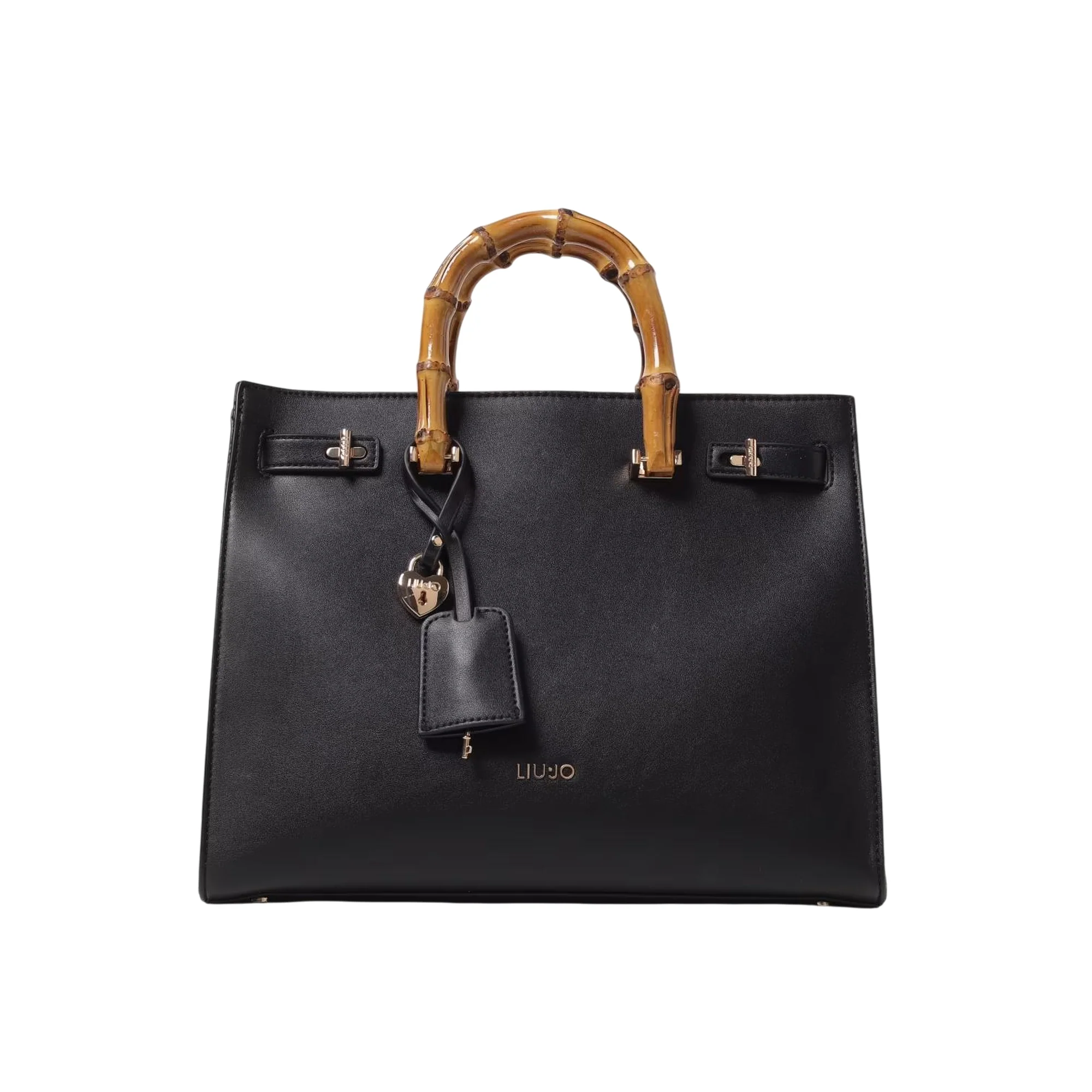 Borsa a mano Nera Donna con manici effetto bambù