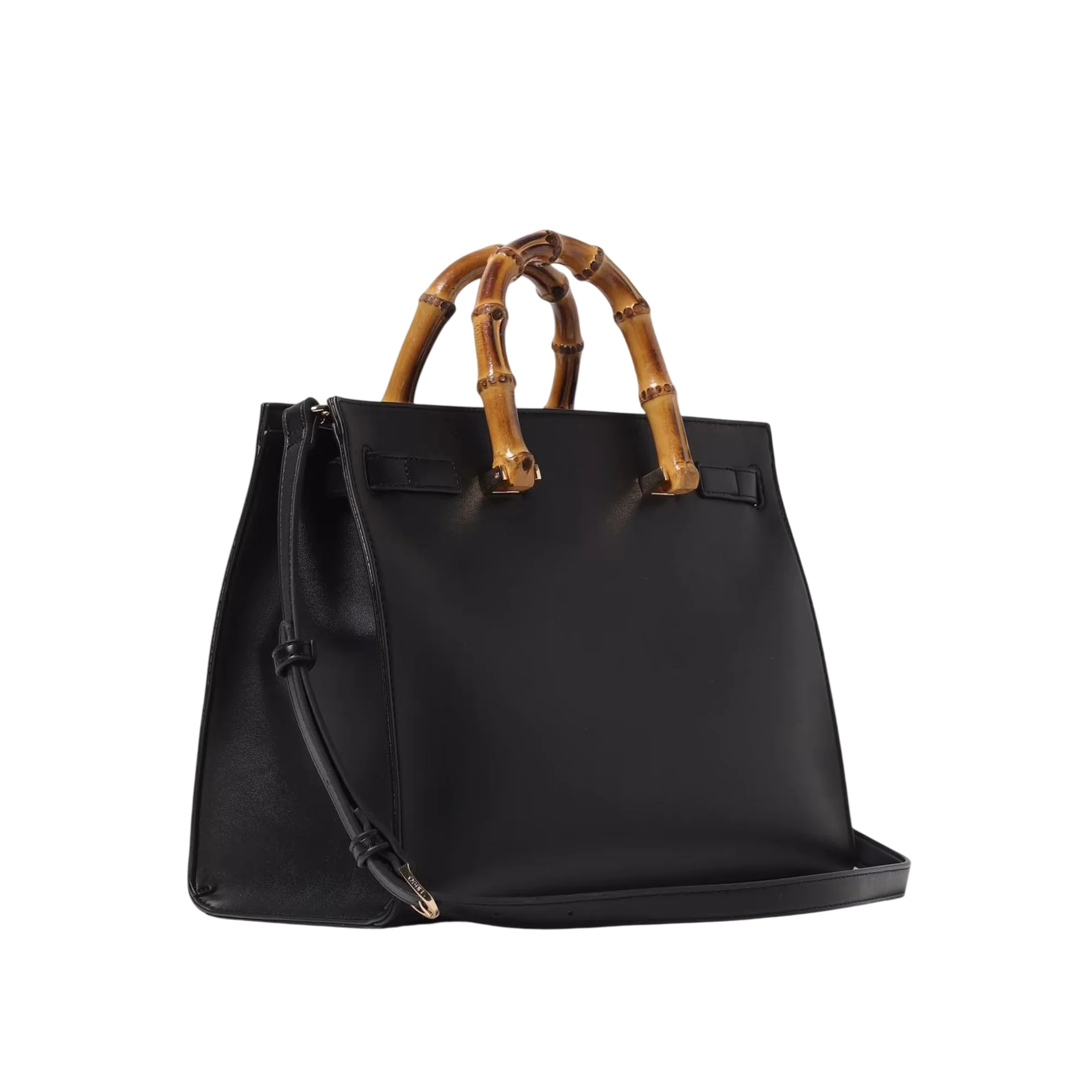 Borsa a mano Nera Donna con manici effetto bambù - Image 2