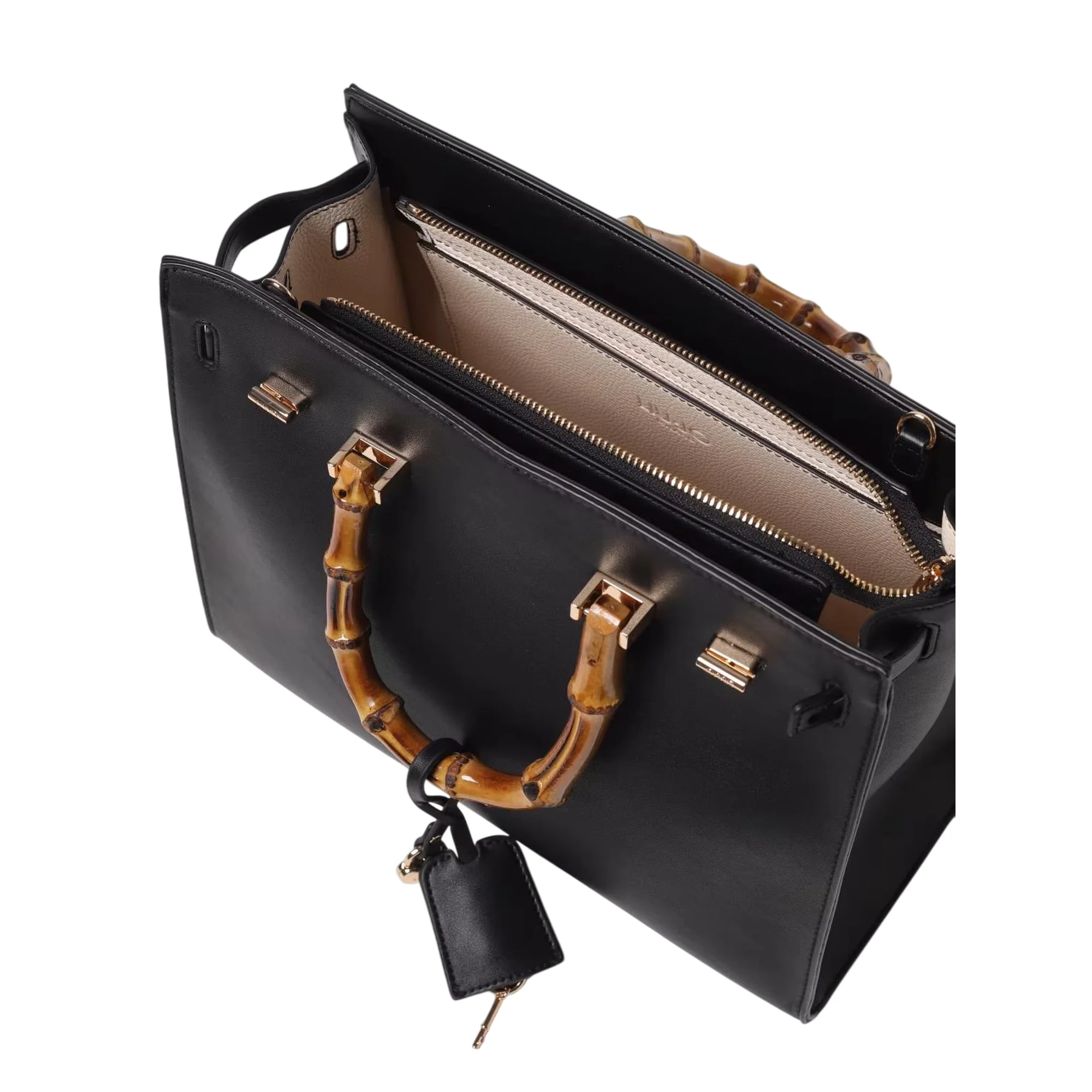 Borsa a mano Nera Donna con manici effetto bambù - Image 3