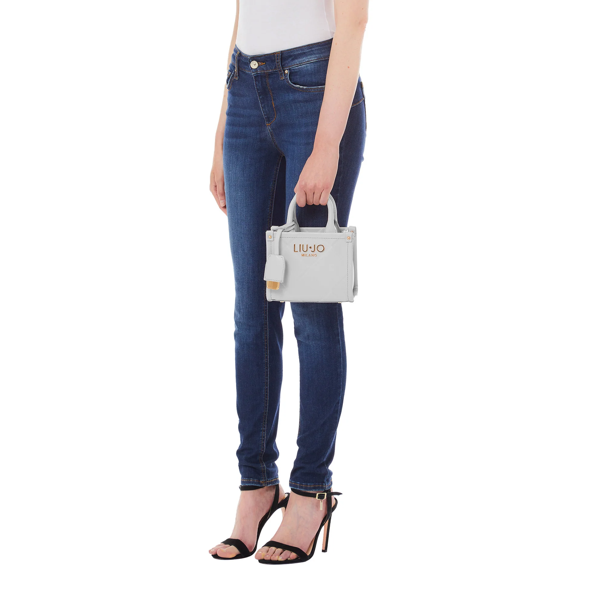 Mini Borsa donna con rombi a rilievo Bianco - Image 4