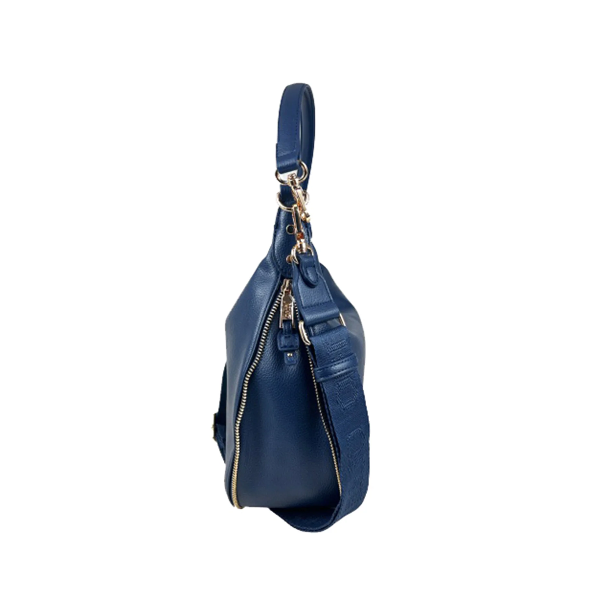 Borsa a spalla in poliuretano bottalato Blu - Image 3