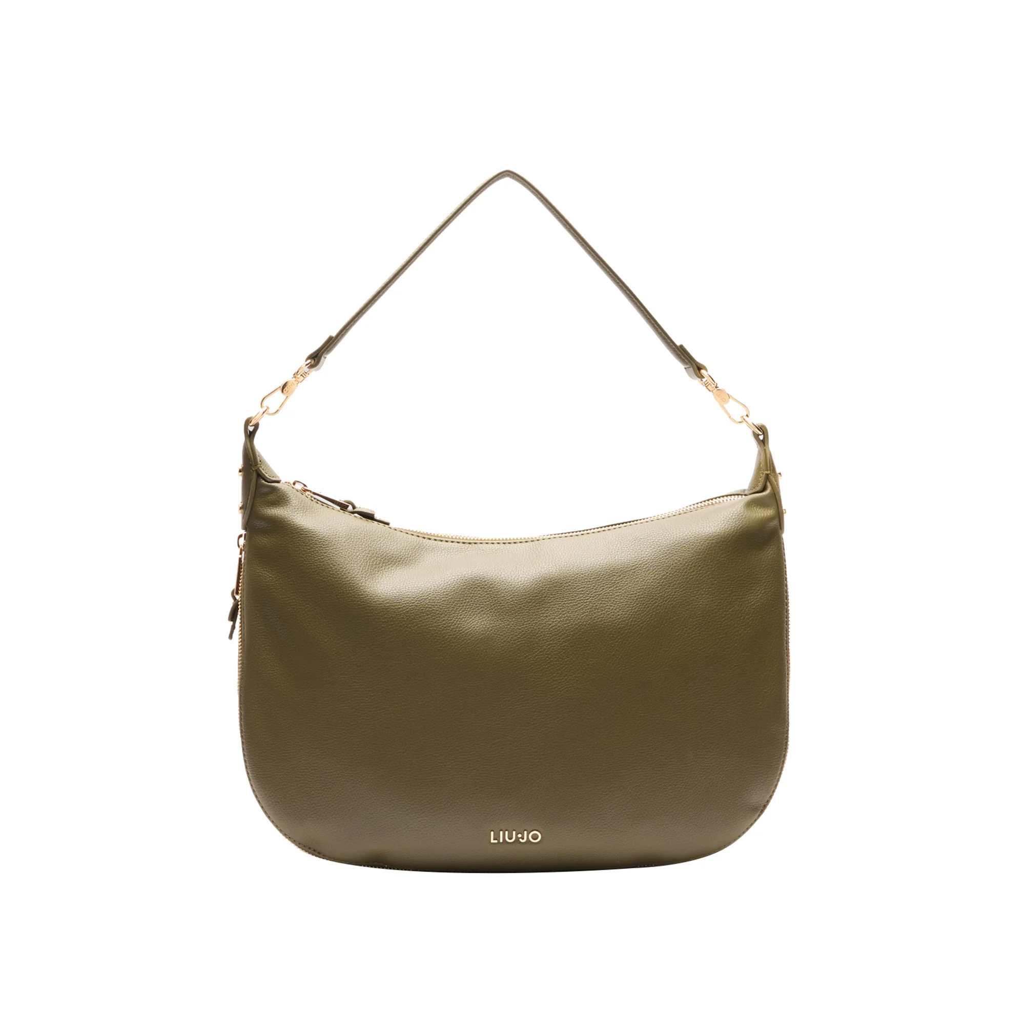Borsa a spalla in poliuretano bottalato Verde militare