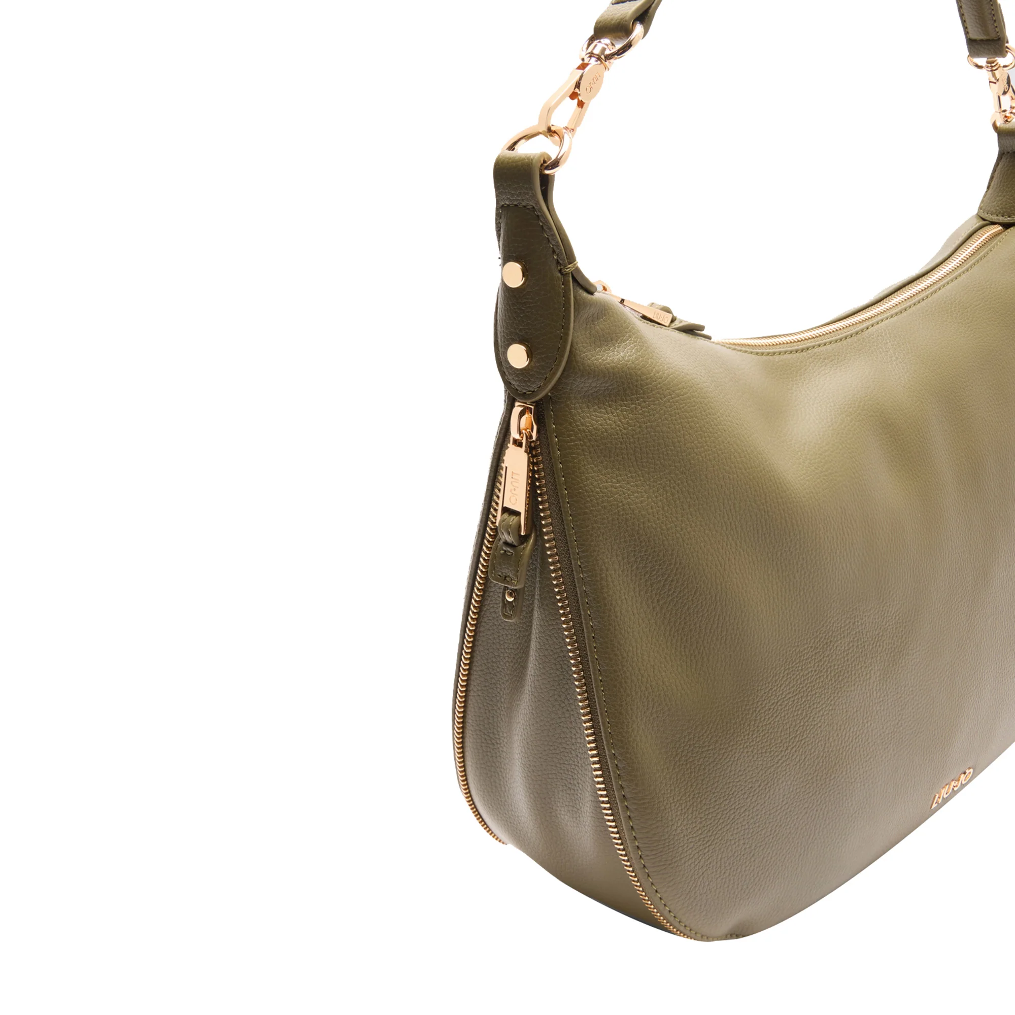 Borsa a spalla in poliuretano bottalato Verde militare - Image 3