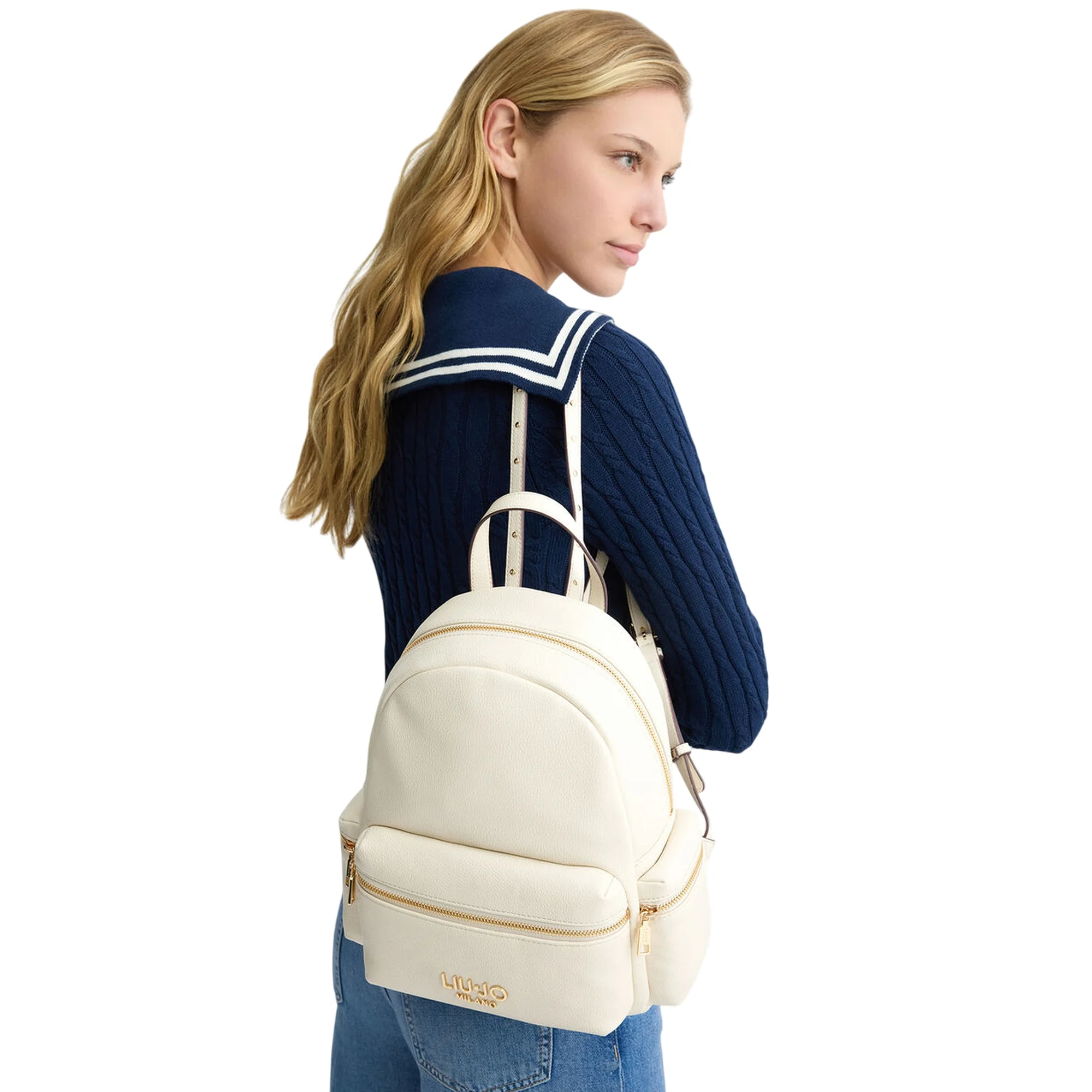 Zaino Donna con taschini laterali Bianco - Image 4
