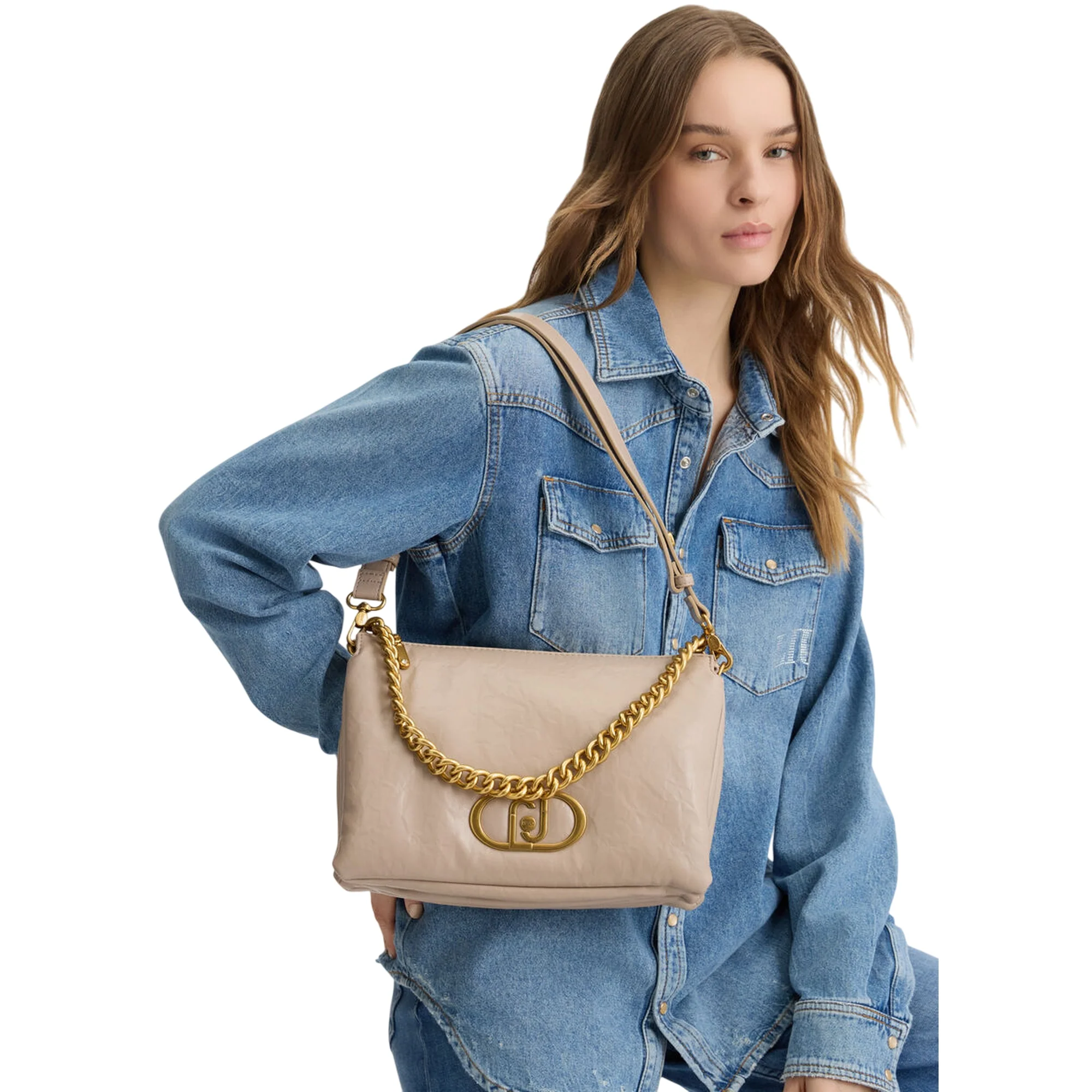 Borsa a spalla media da Donna LaPuffy Beige - Image 3