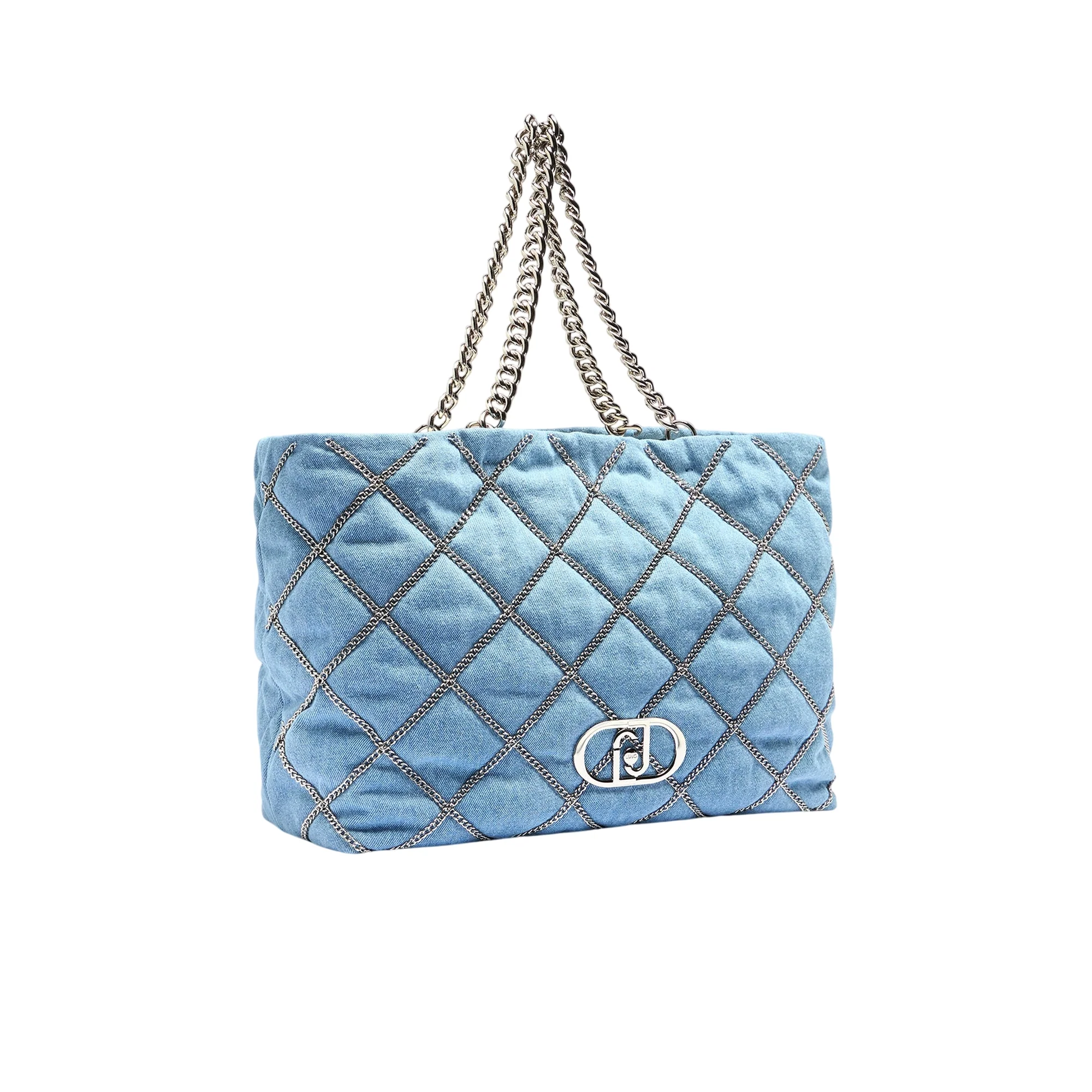 Tote bag grande LaPuffy con catene Celeste - Image 3