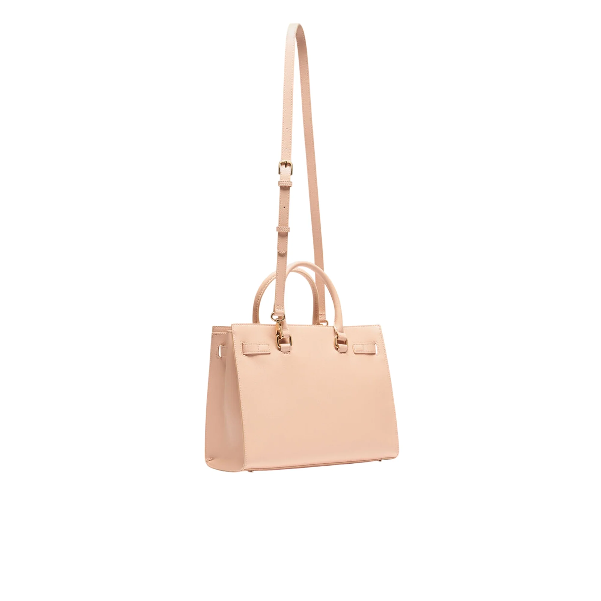 Borsa Shopping tinta unita rosa con logo - Image 2