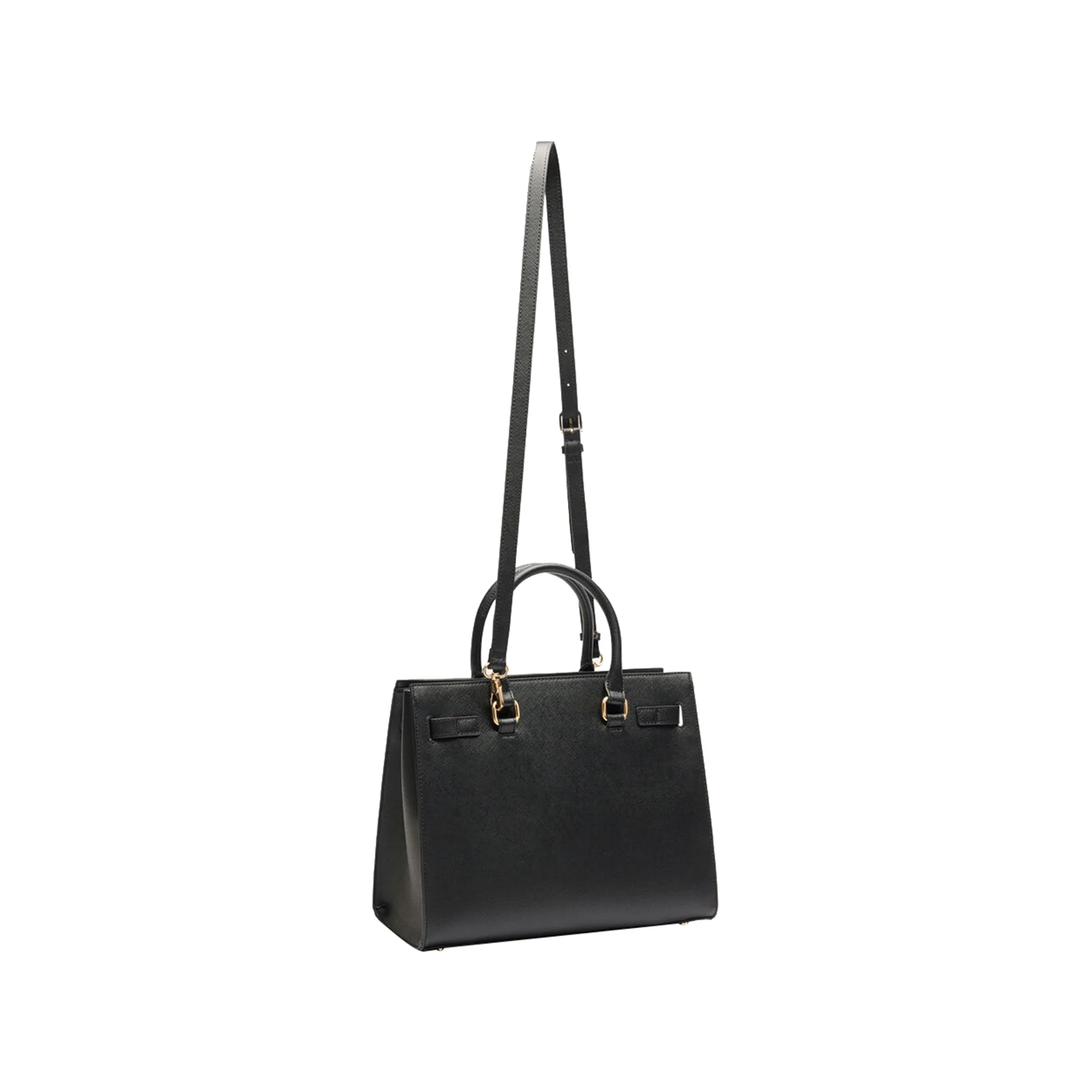 Borsa Shopping tinta unita nera con logo - Image 3