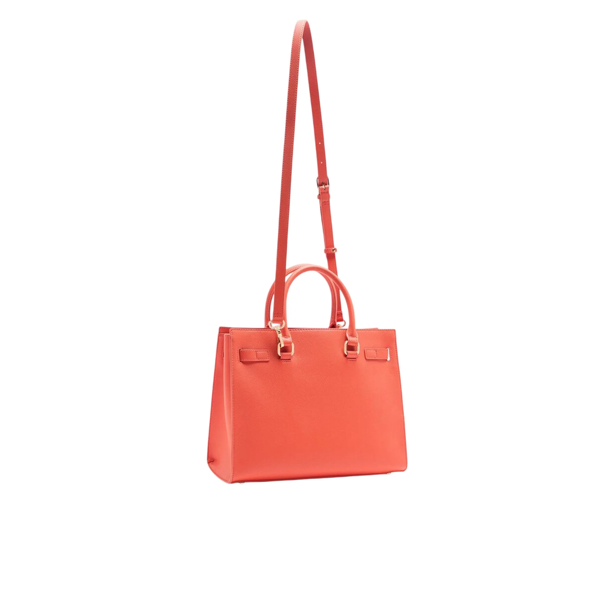 Borsa Shopping tinta unita arancione con logo - Image 2