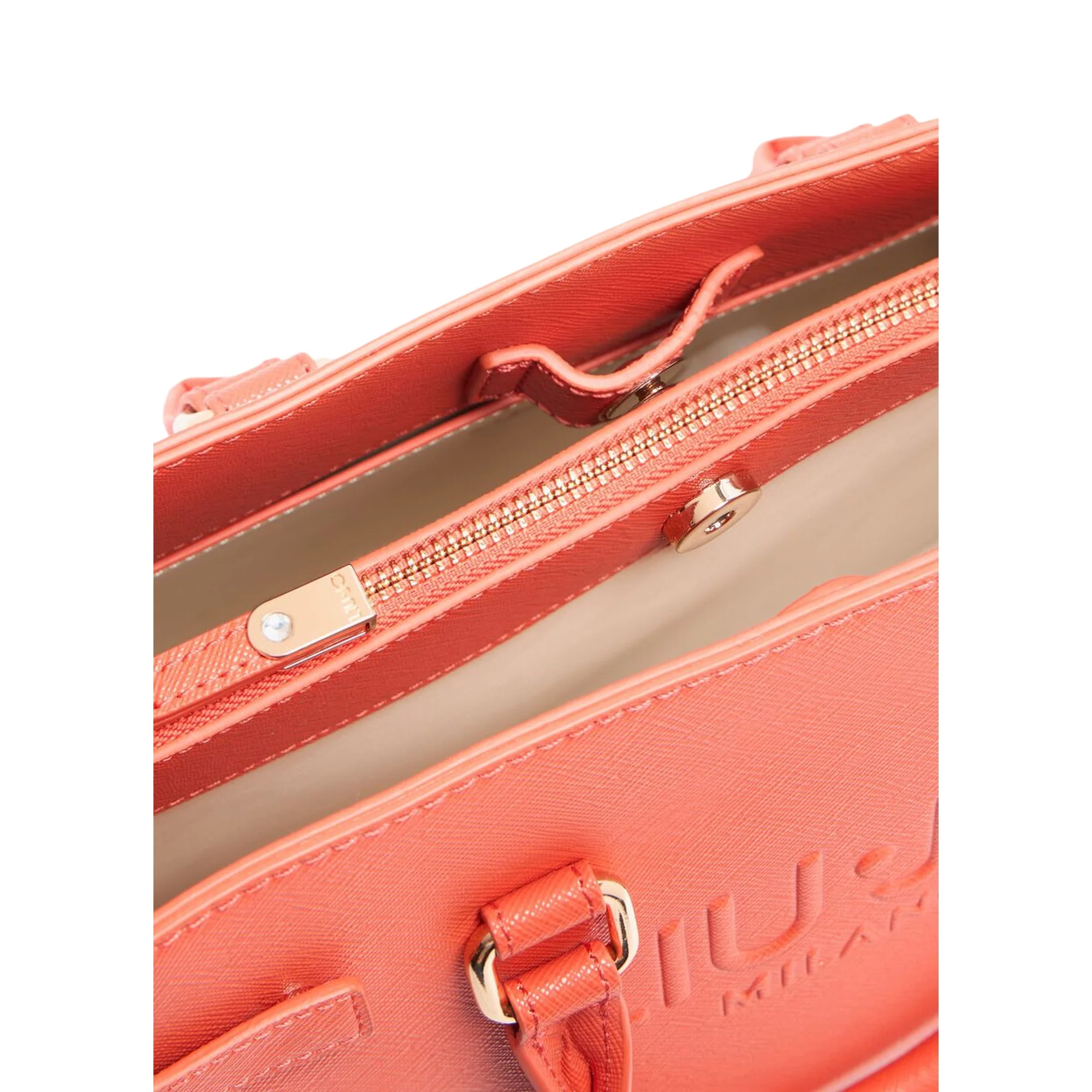 Borsa Shopping tinta unita arancione con logo - Image 3