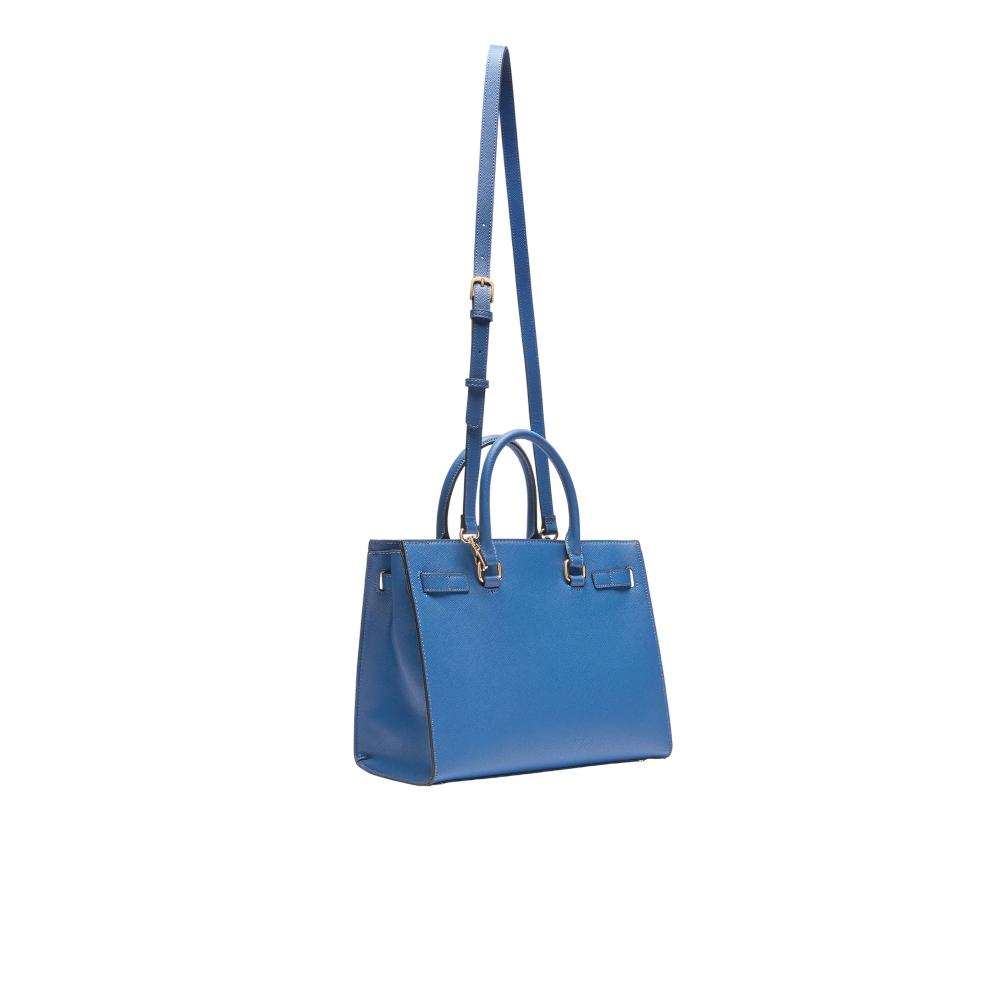 Borsa Shopping tinta unita blu con logo - Image 2