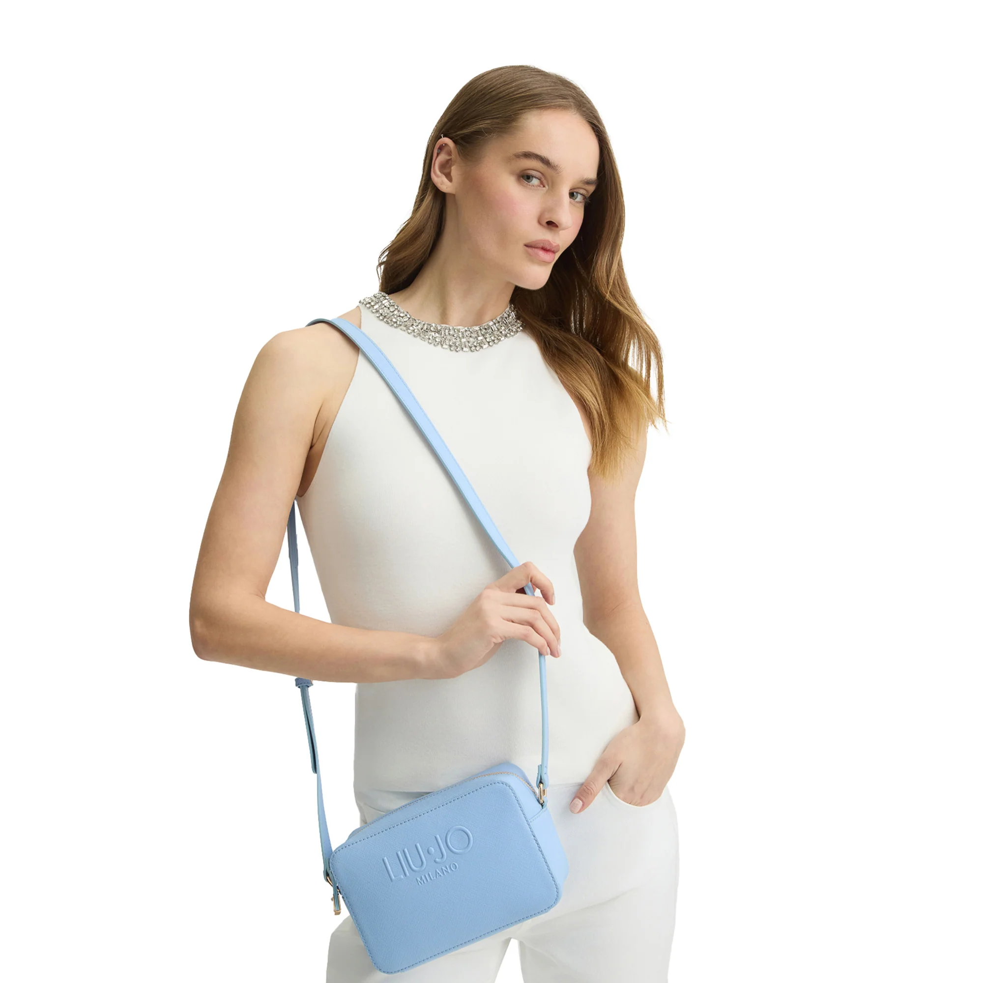 Borsa a tracolla Donna in ecopelle azzurra - Image 4