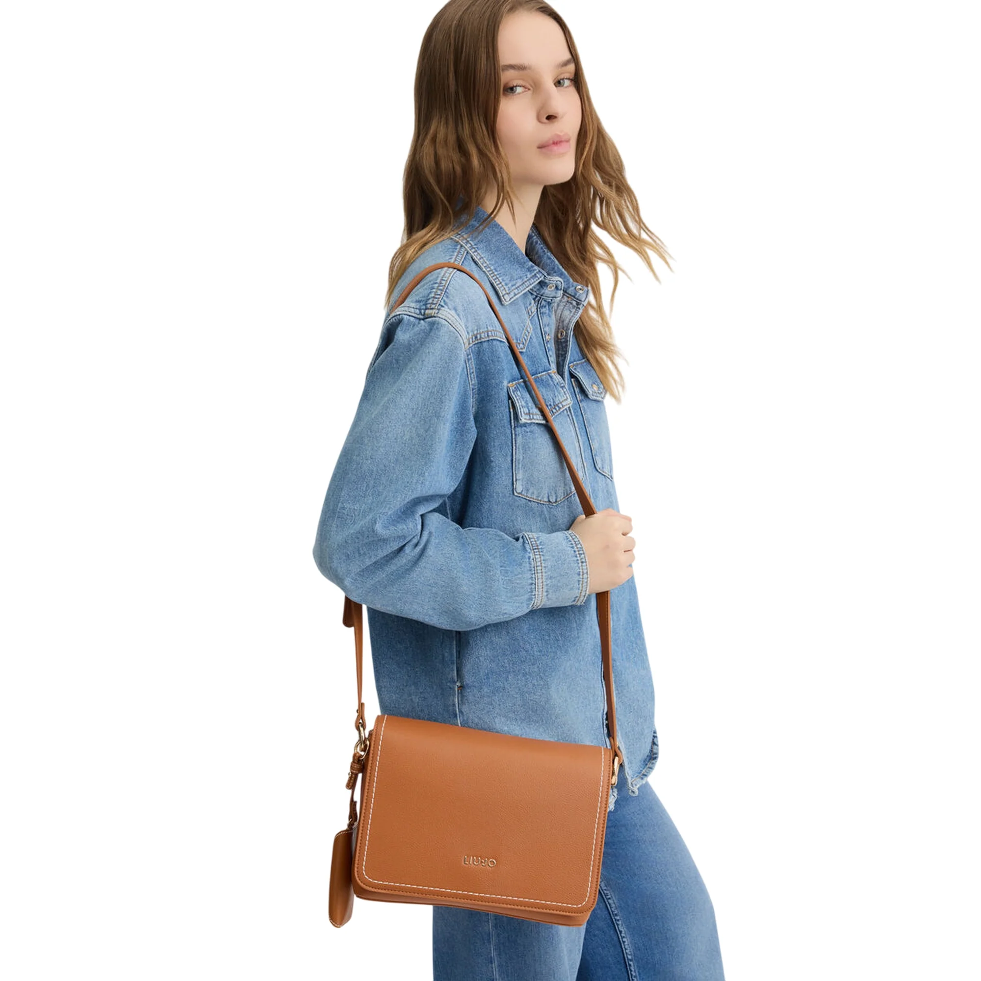 Borsa a tracolla da donna con pochette marrone - Image 4