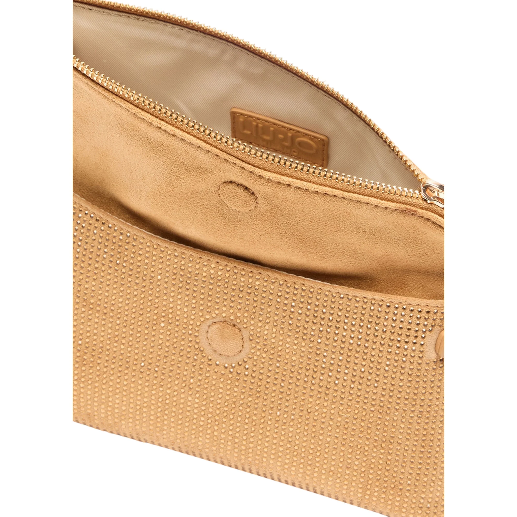 Borsa a spalla piccola con strass all over oro - Image 3